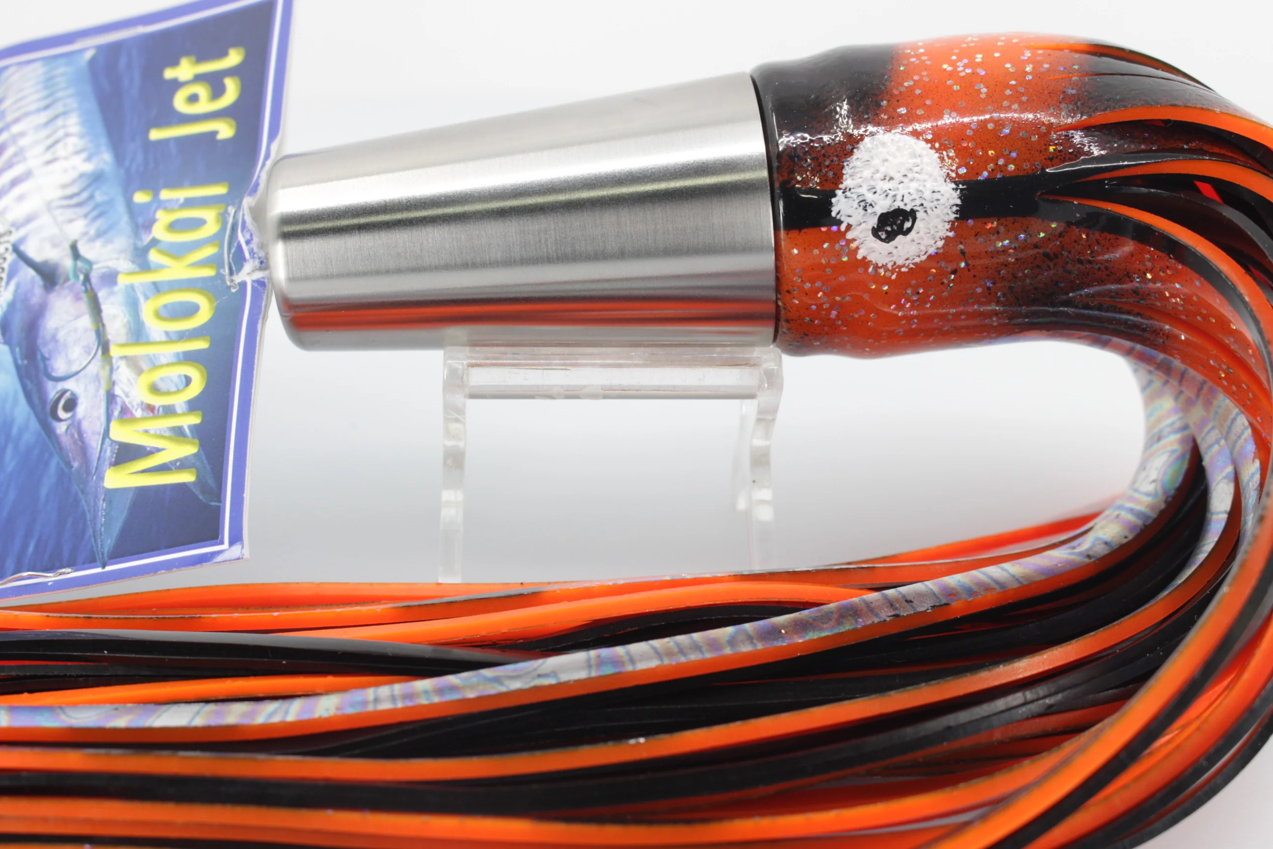 Diamond Fishing Chrome Hi-Speed Molokai Jet 10" 19oz Skirted Orange-Black - Image 5