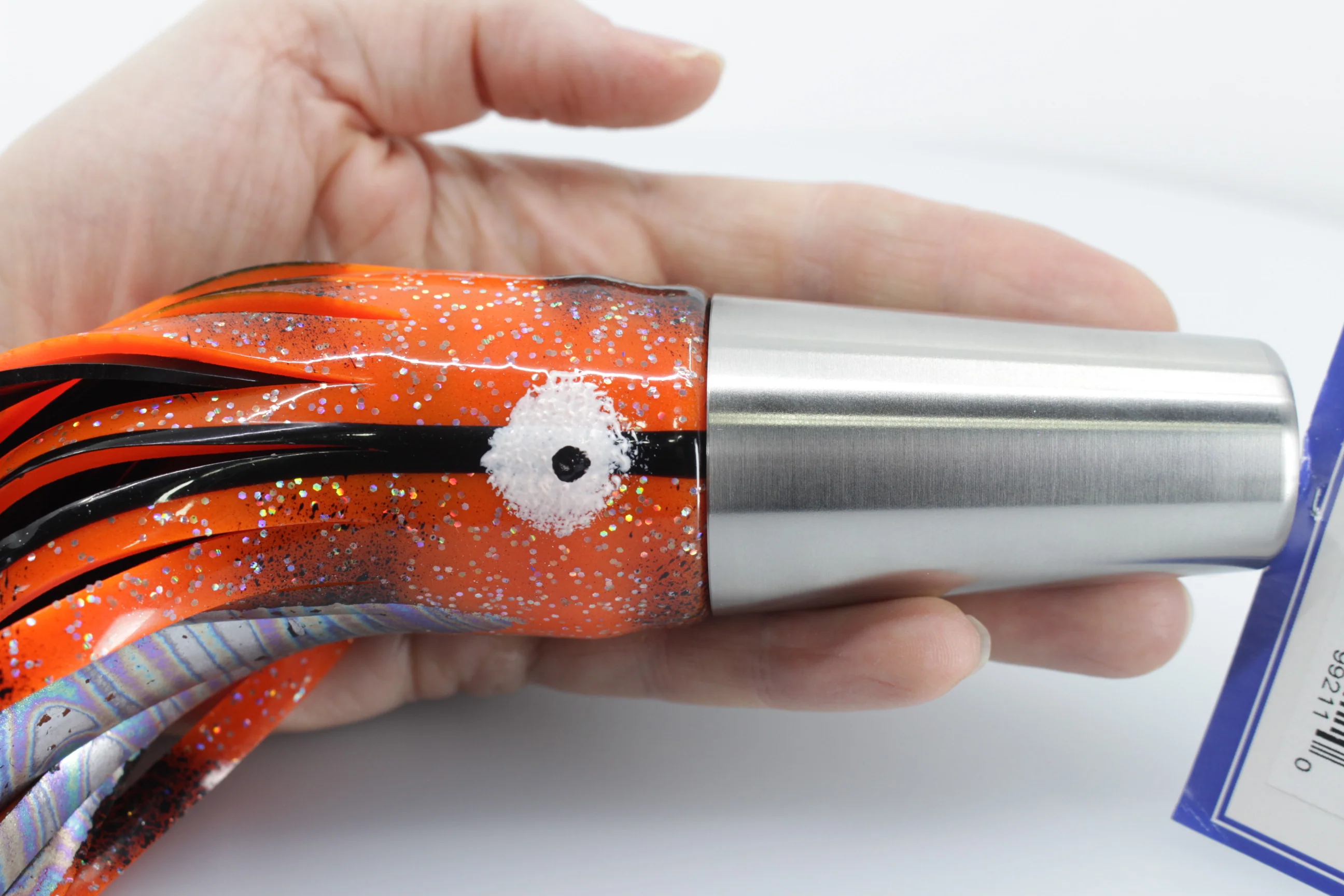 Diamond Fishing Chrome Hi-Speed Molokai Jet 10" 19oz Skirted Orange-Black - Image 7