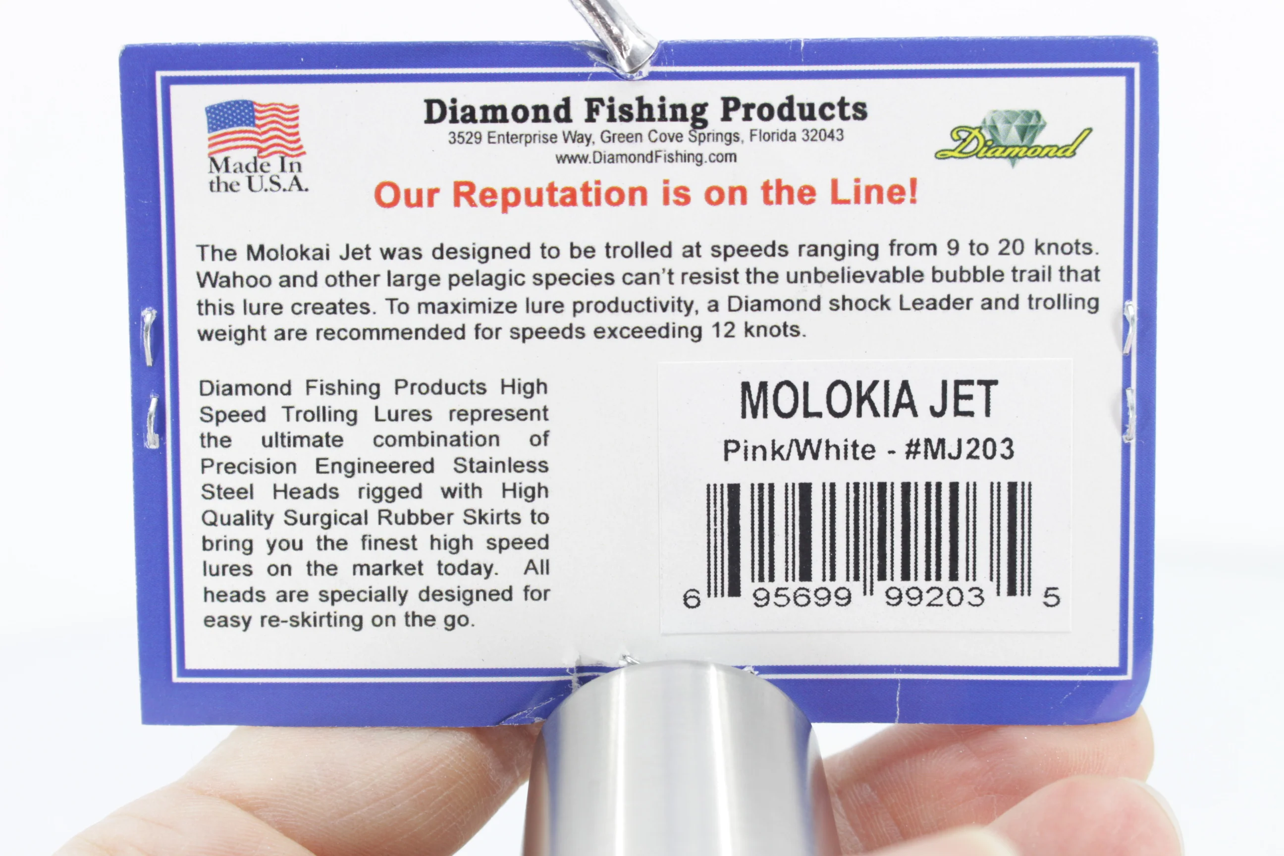 Diamond Fishing Chrome Hi-Speed Molokai Jet 10" 19oz Skirted Pink-White - Image 4