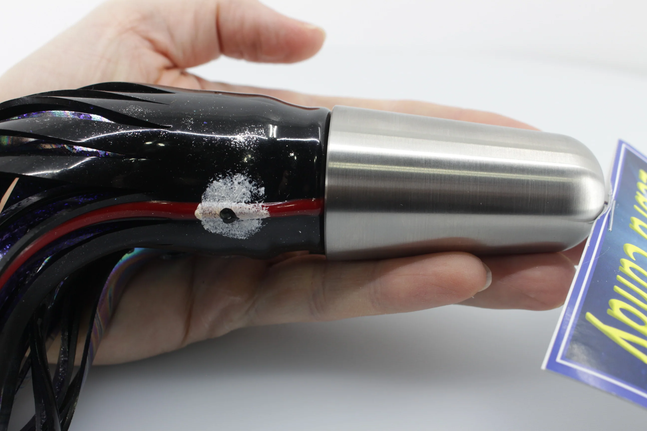 Diamond Fishing Chrome Hi-Speed Zebra Candy Bullet 10" 20oz Skirted Black-Purple - Image 4