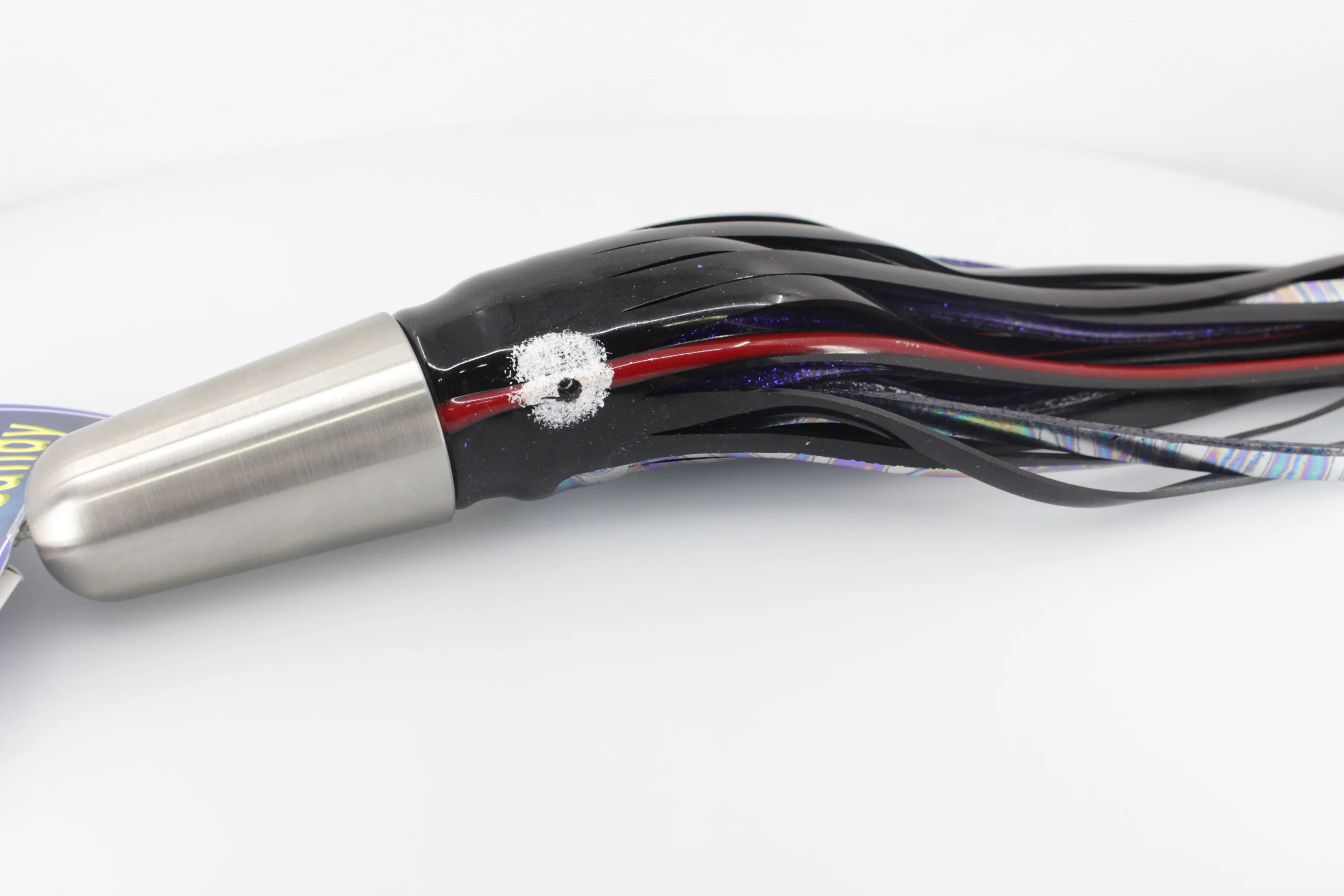 Diamond Fishing Chrome Hi-Speed Zebra Candy Bullet 10" 20oz Skirted Black-Purple - Image 5