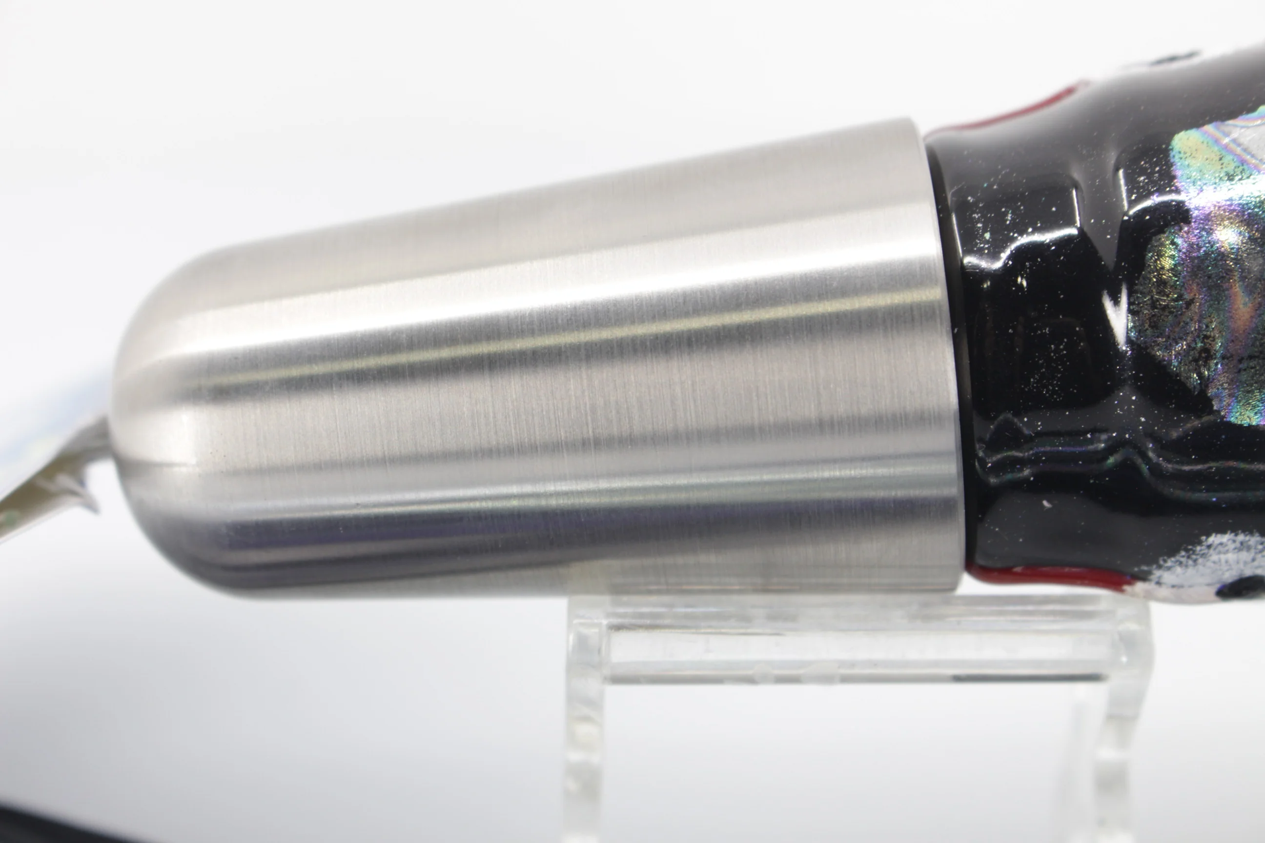 Diamond Fishing Chrome Hi-Speed Zebra Candy Bullet 10" 20oz Skirted Black-Purple - Image 6