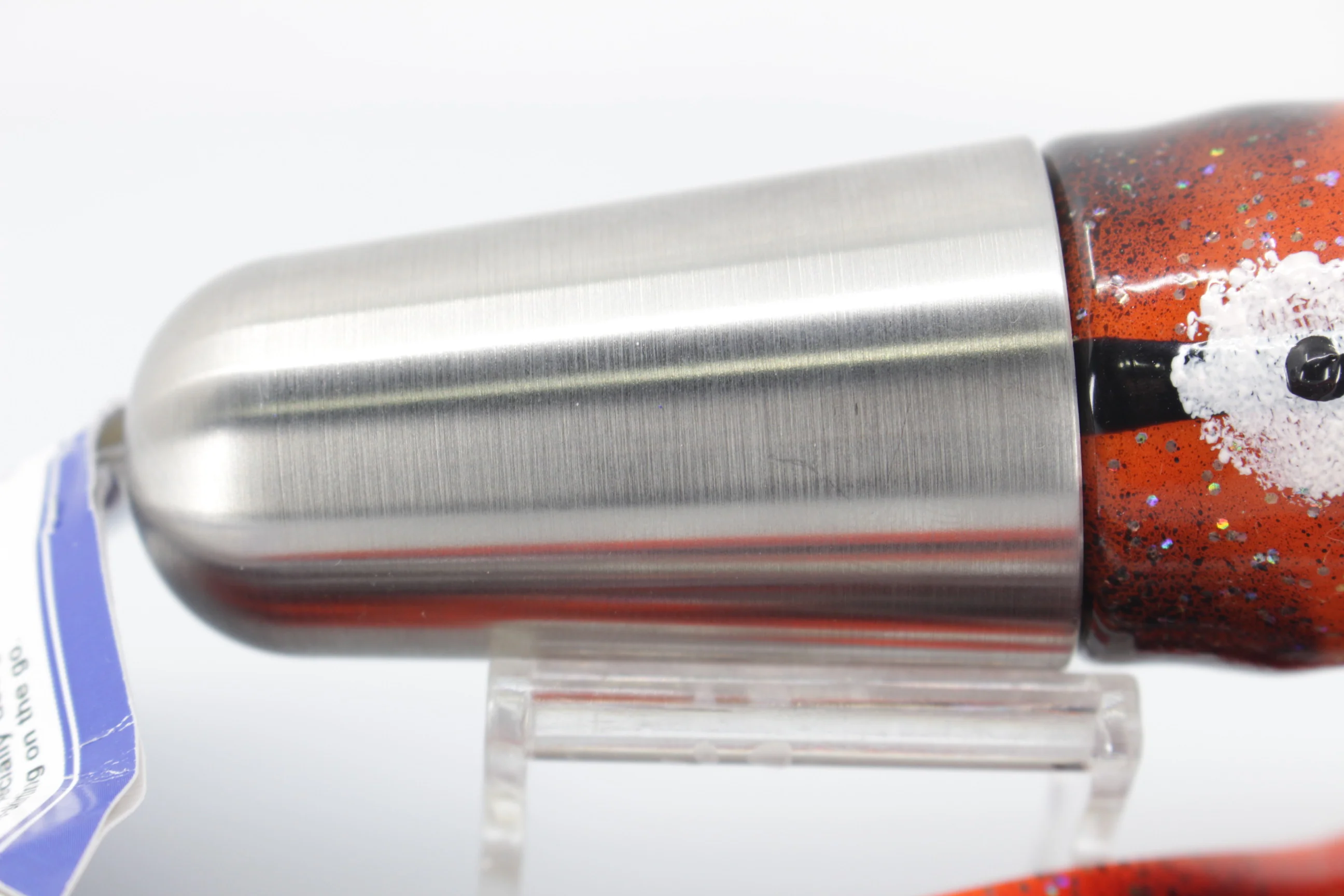 Diamond Fishing Chrome Hi-Speed Zebra Candy Bullet 10" 20oz Skirted Orange-Black - Image 3