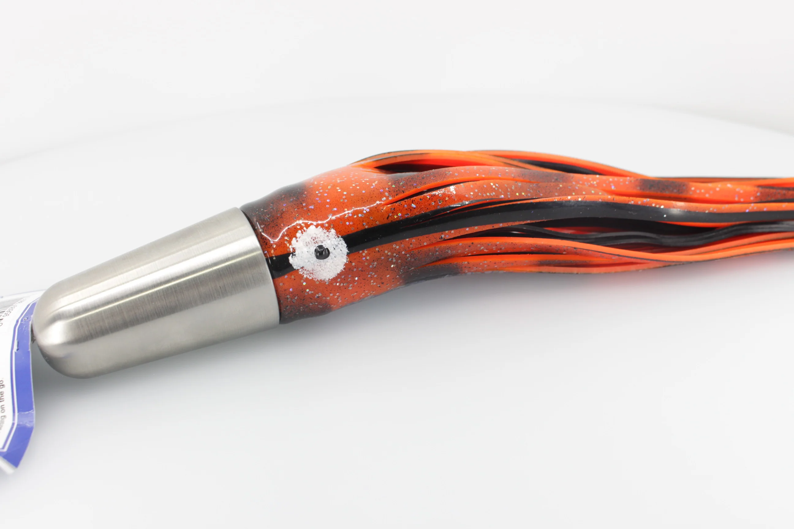 Diamond Fishing Chrome Hi-Speed Zebra Candy Bullet 10" 20oz Skirted Orange-Black - Image 6