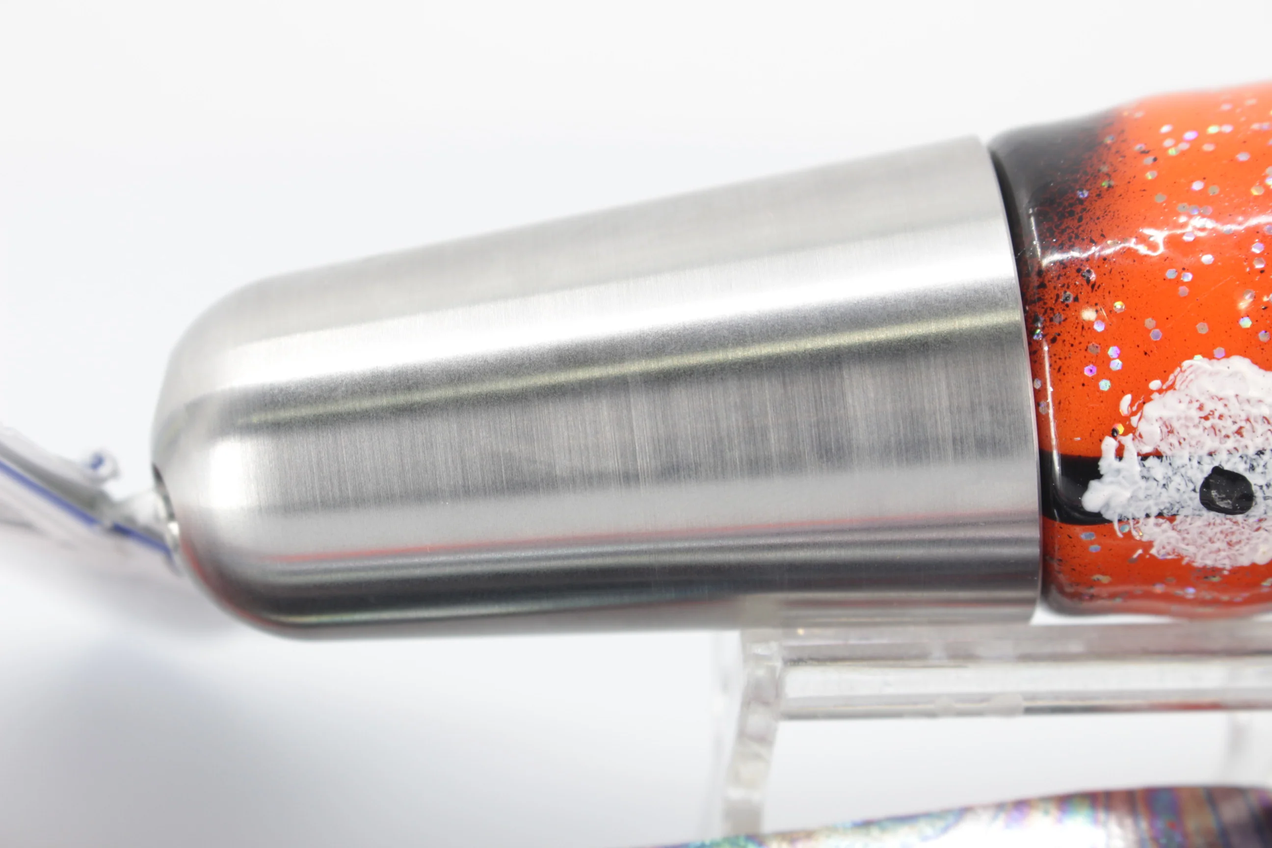 Diamond Fishing Chrome Hi-Speed Zebra Candy Jet 10" 19oz Skirted Orange-Black - Image 3