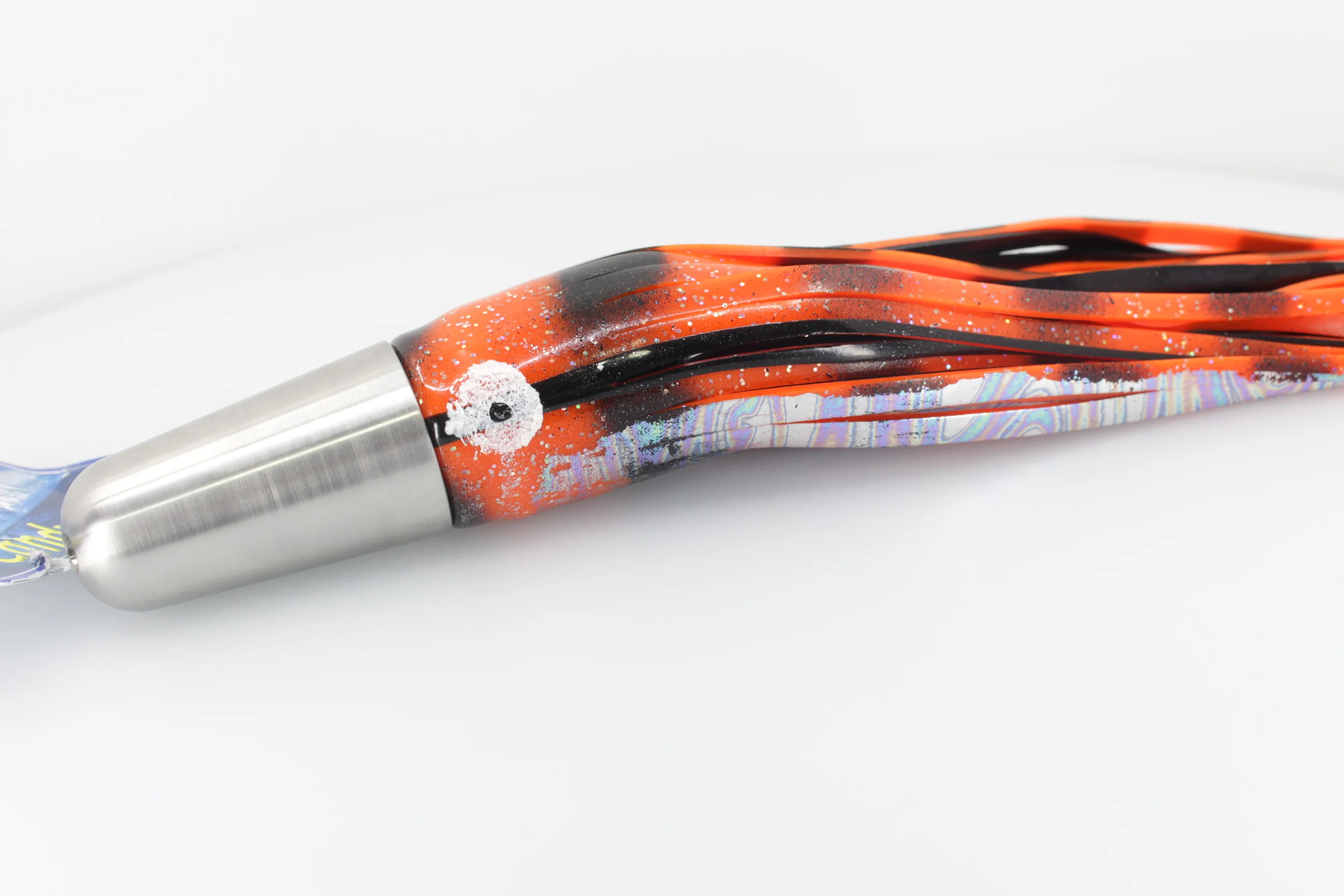 Diamond Fishing Chrome Hi-Speed Zebra Candy Jet 10" 19oz Skirted Orange-Black - Image 7