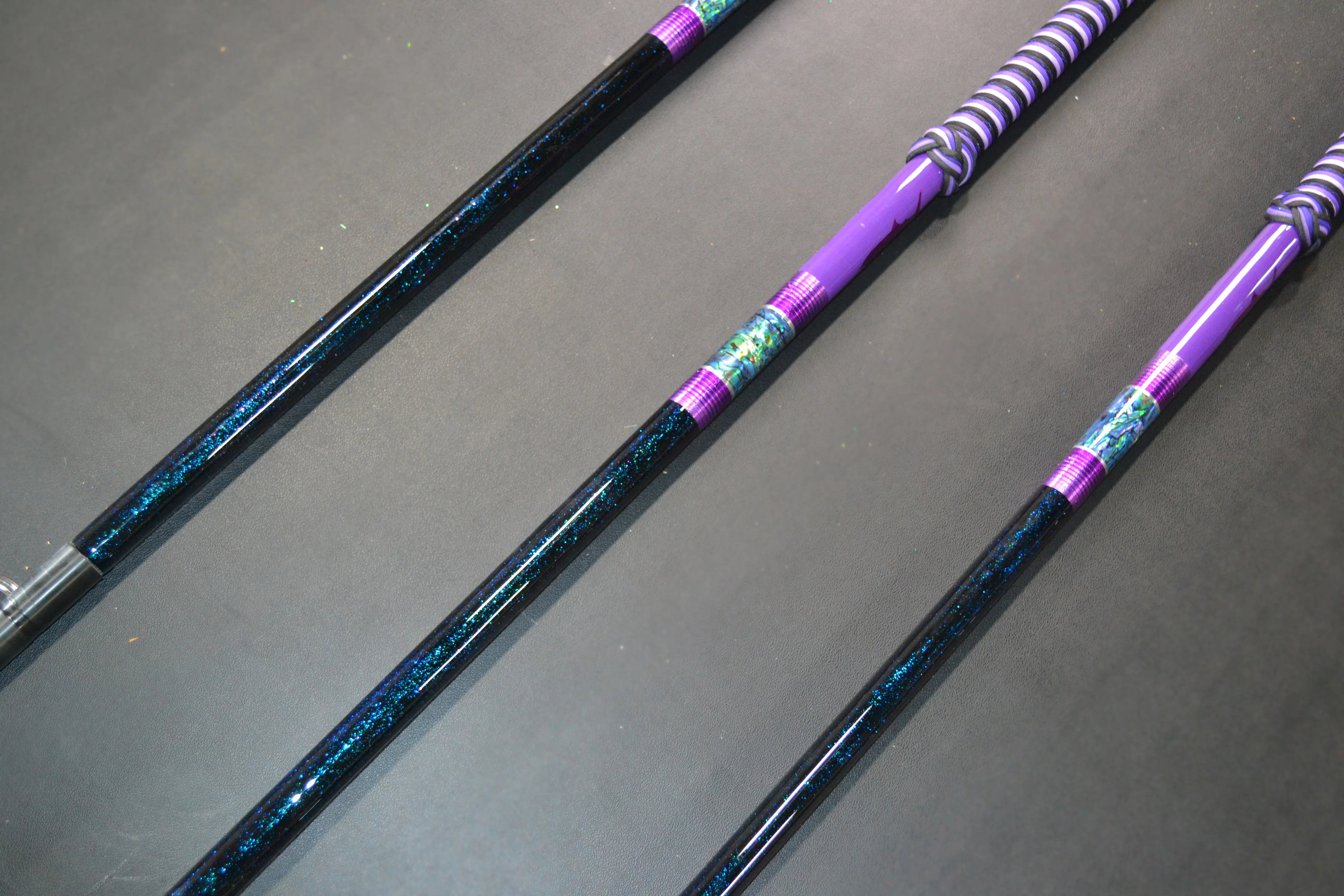 Grander Marlin Tackle Custom Purple-Paua Shell-Black Tiller 8' Flyer Gaffs - Image 3