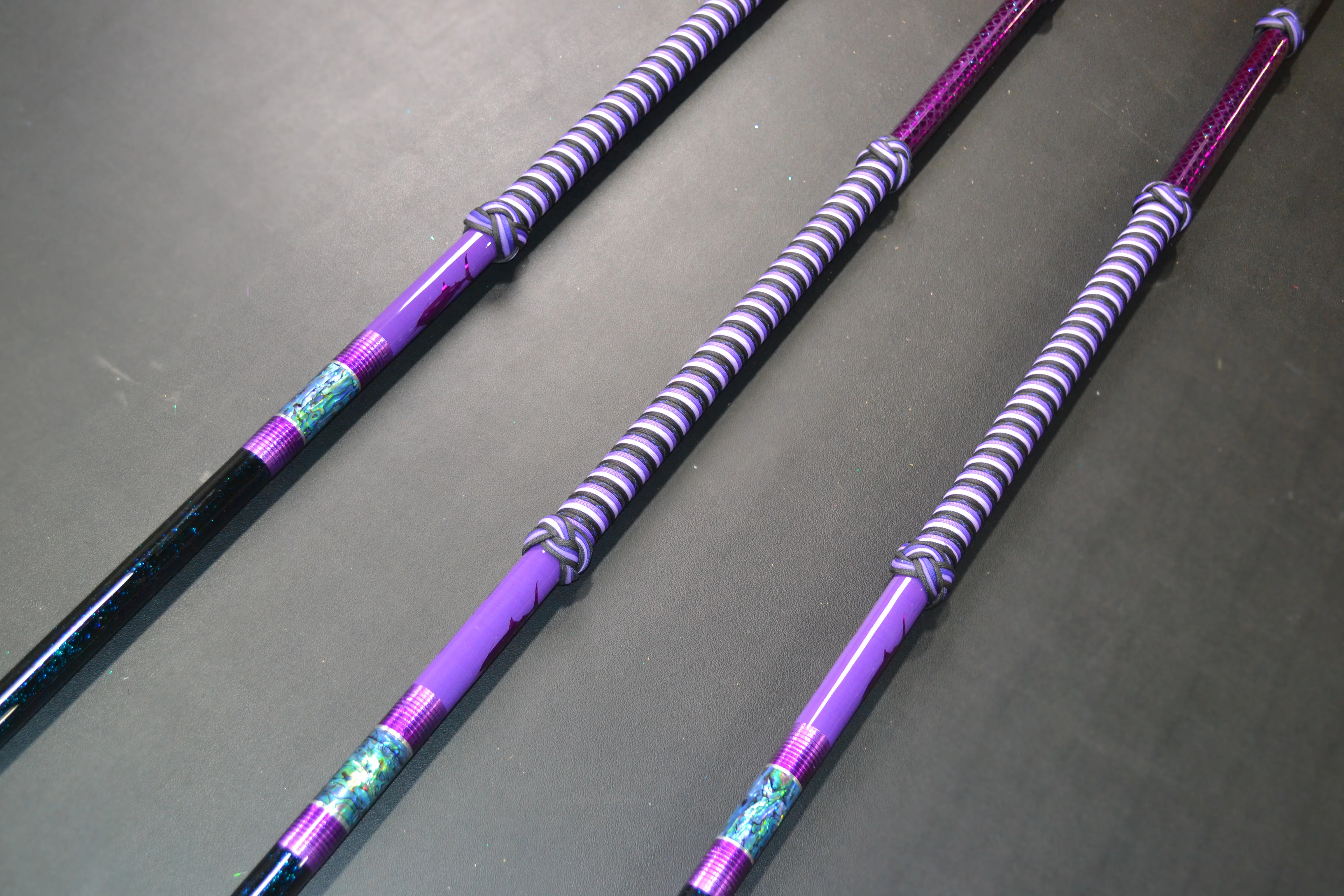 Grander Marlin Tackle Custom Purple-Paua Shell-Black Tiller 8' Flyer Gaffs - Image 4