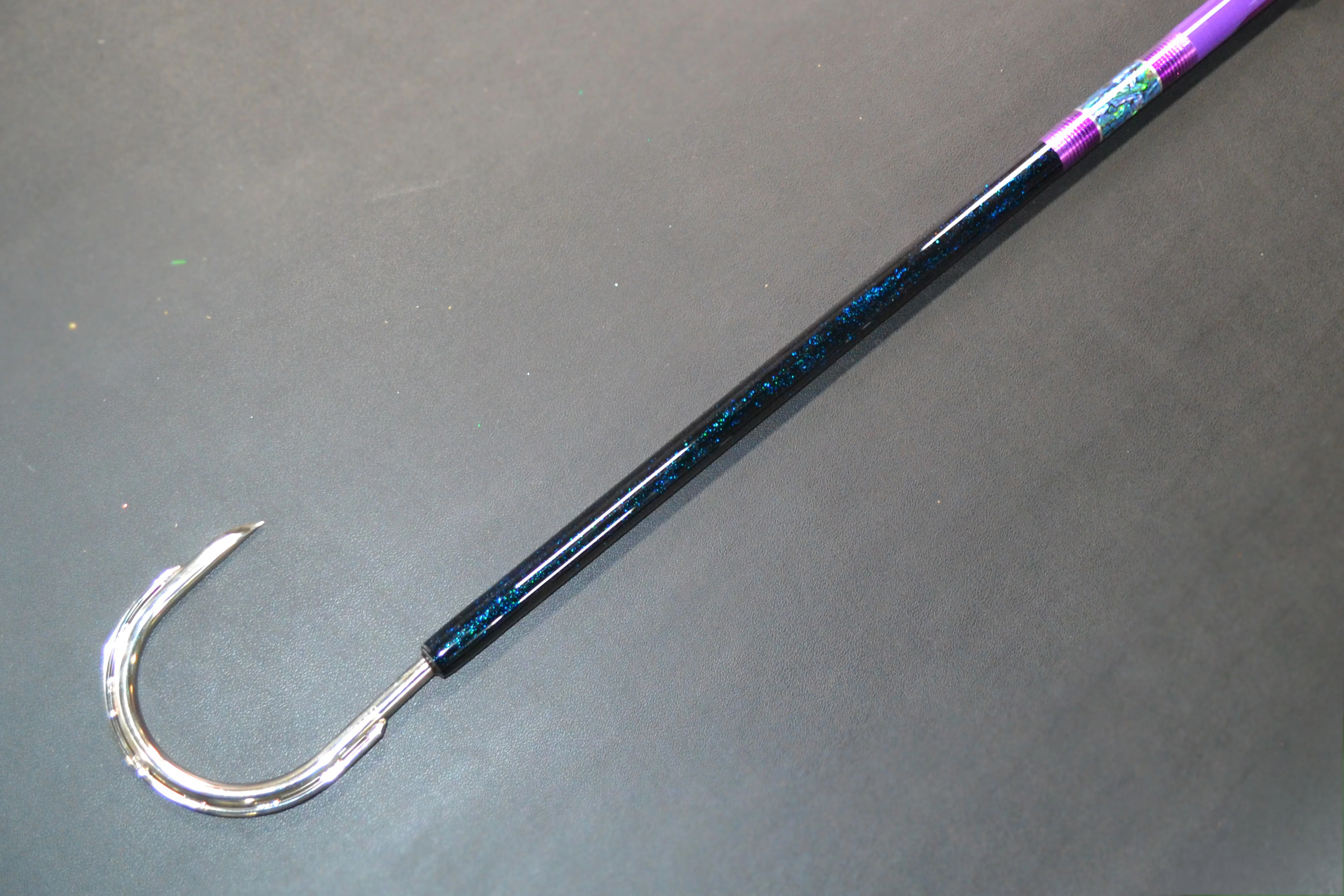 Grander Marlin Tackle Custom Purple-Paua Shell-Black Tiller 8' Flyer Gaffs - Image 6