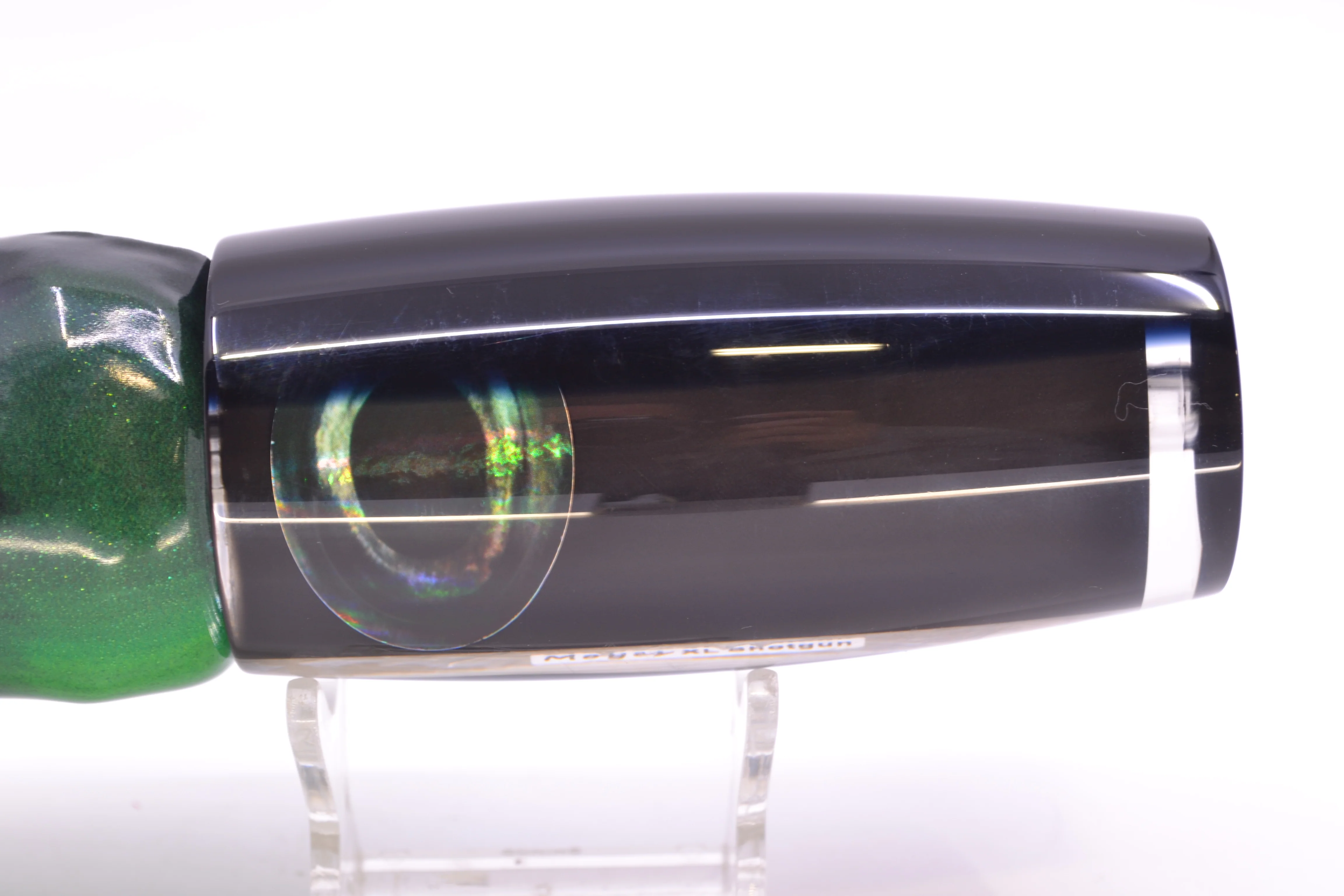 Moyes Lures Black Pearl Black Back Taxi Eyes XL Shotgun 14" 11oz FT Vinyl Green Tiger - Image 4