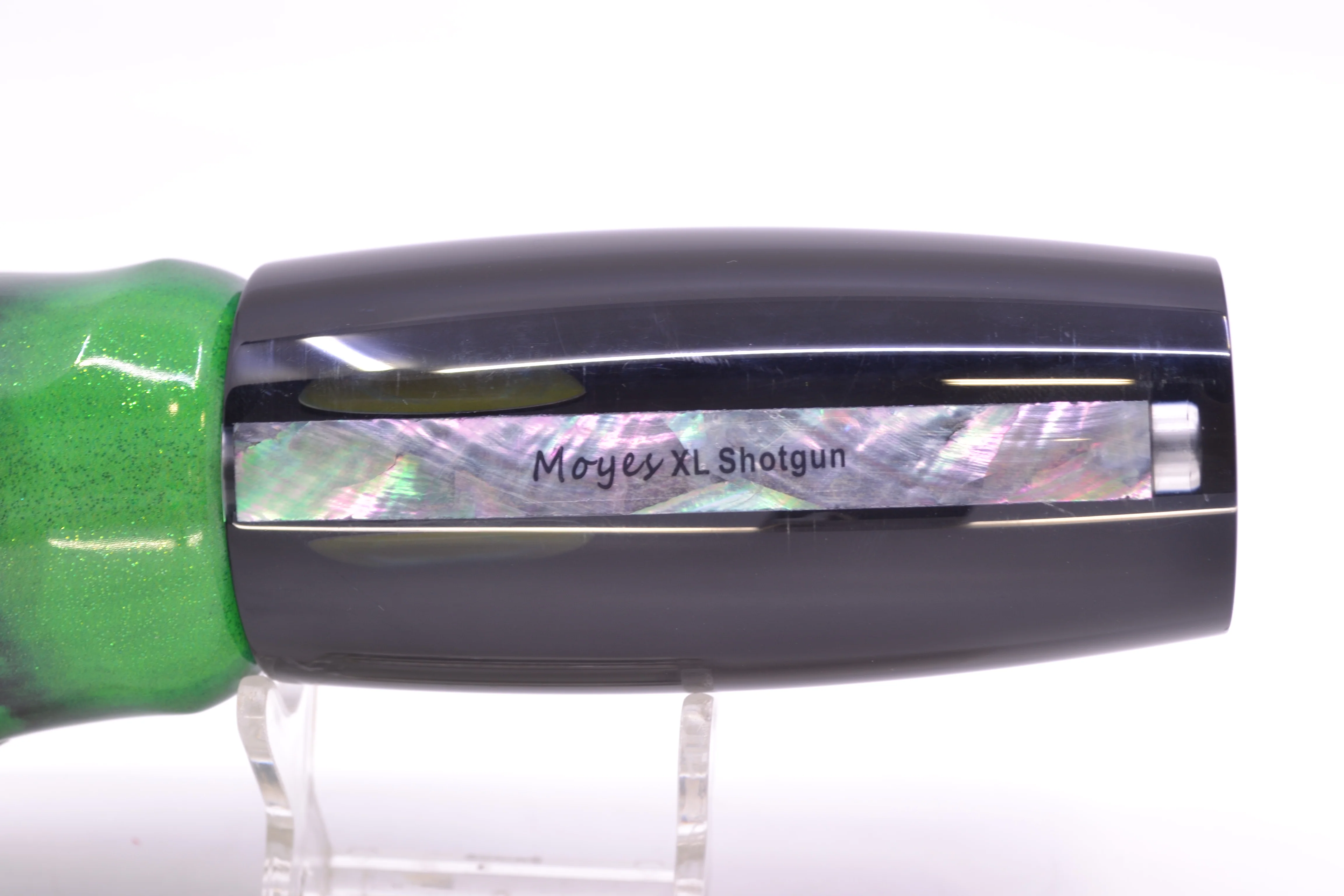 Moyes Lures Black Pearl Black Back Taxi Eyes XL Shotgun 14" 11oz FT Vinyl Green Tiger - Image 6