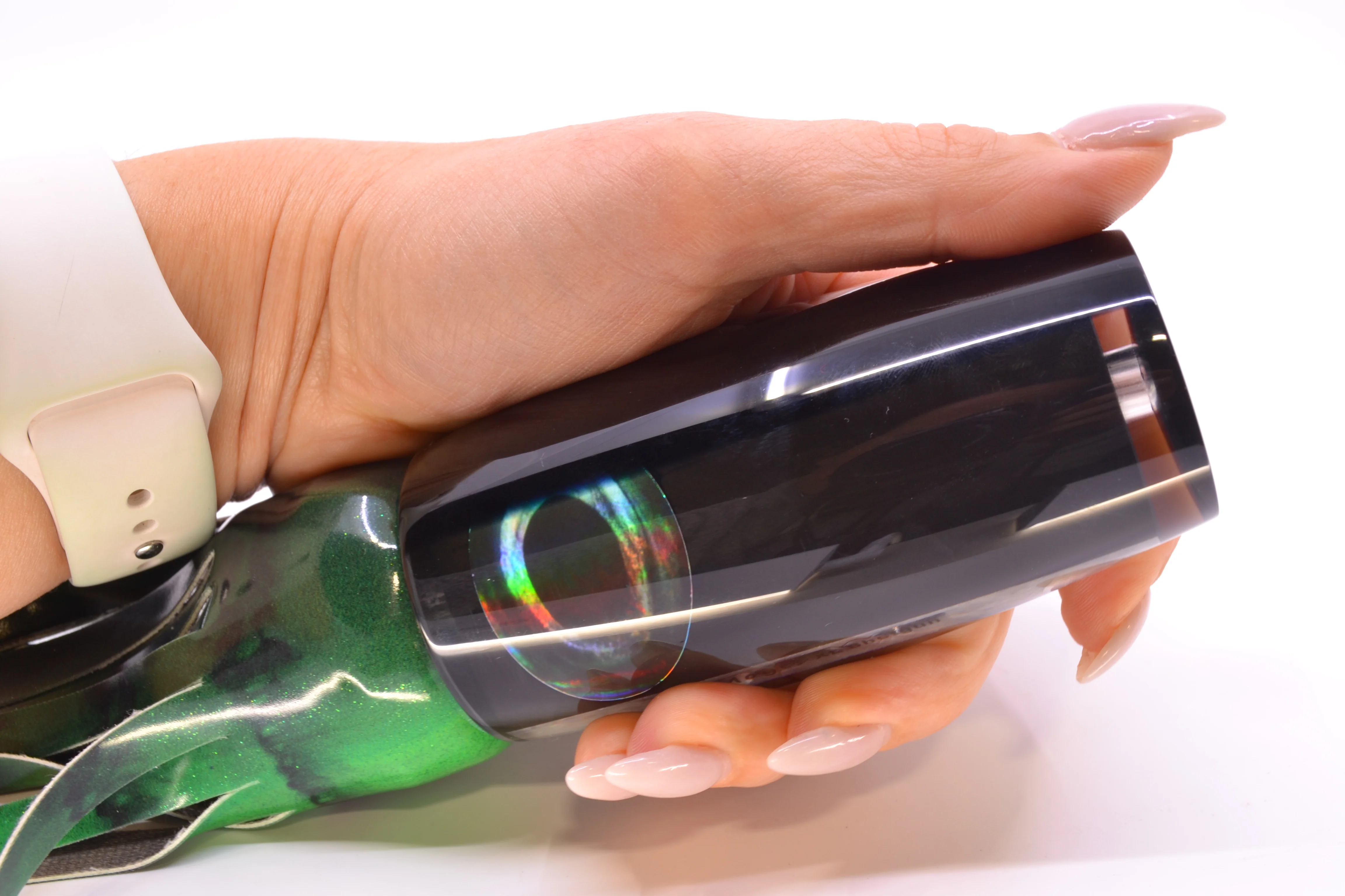 Moyes Lures Black Pearl Black Back Taxi Eyes XL Shotgun 14" 11oz FT Vinyl Green Tiger - Image 7