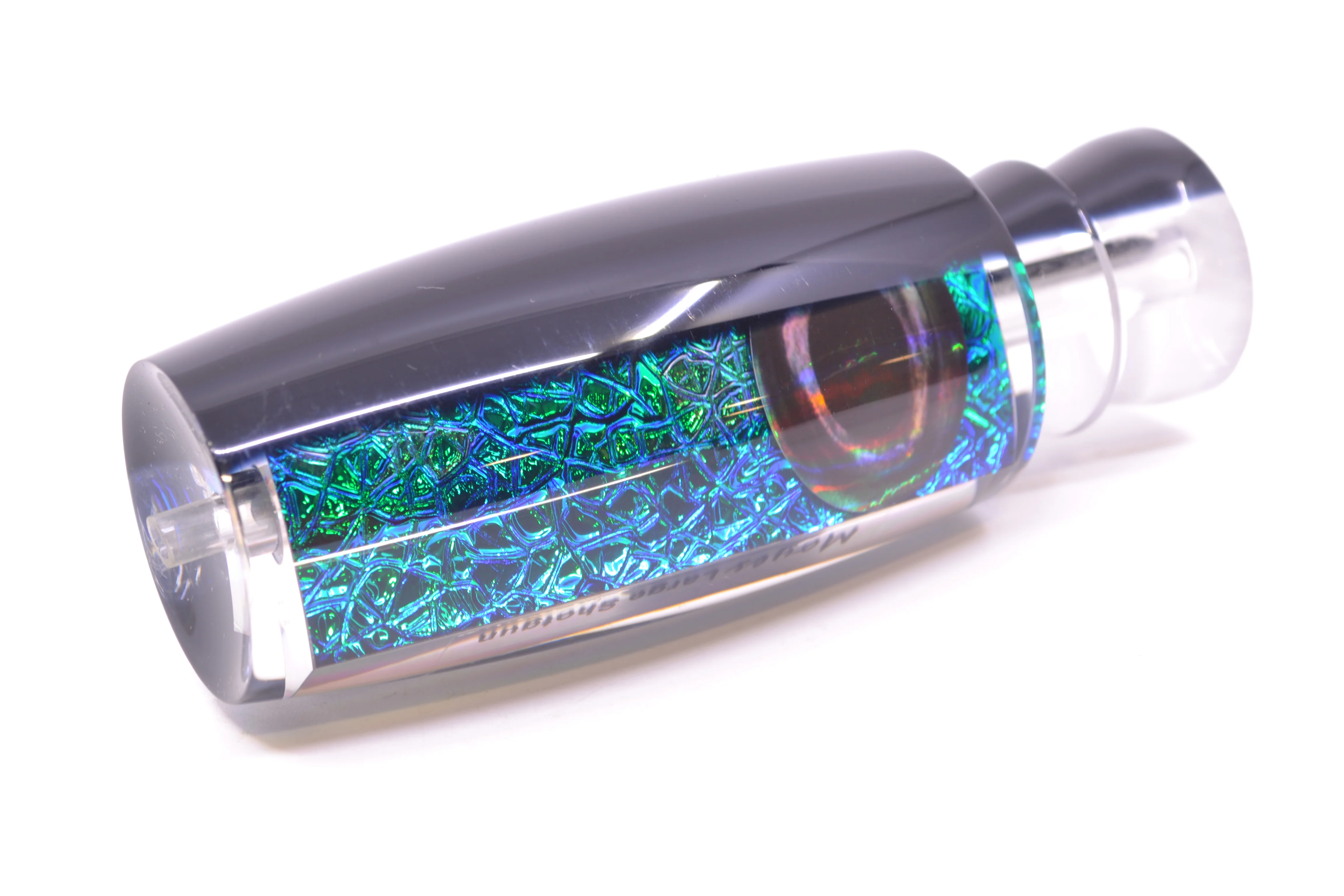 Moyes Lures Blue-Green Oil Slick Black Back Taxi Eyes Large Shotgun 12" 4.7oz - Image 5