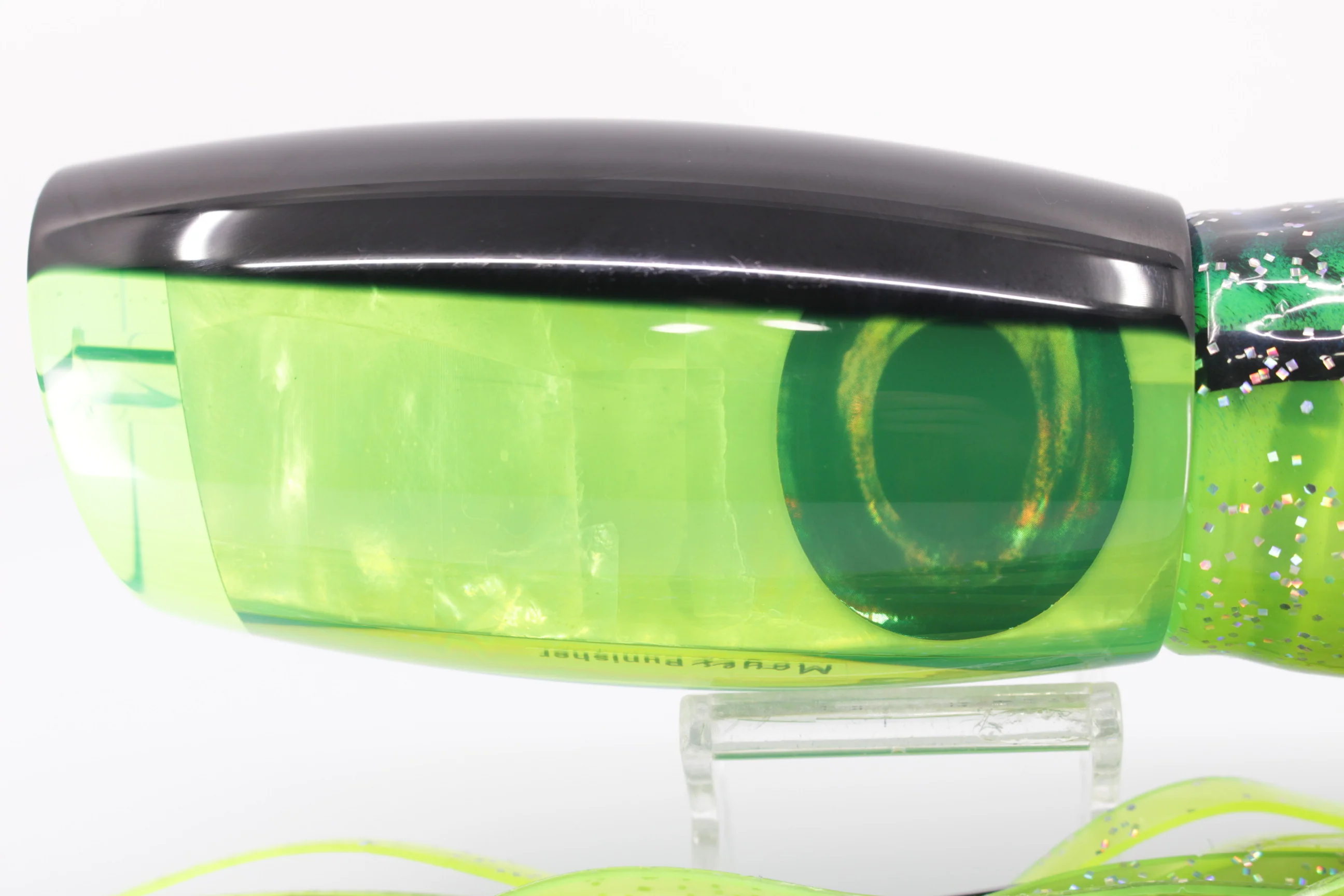 Moyes Lures Chartreuse MOP Black Back Punisher 16" 20.2oz Skirted - Image 3