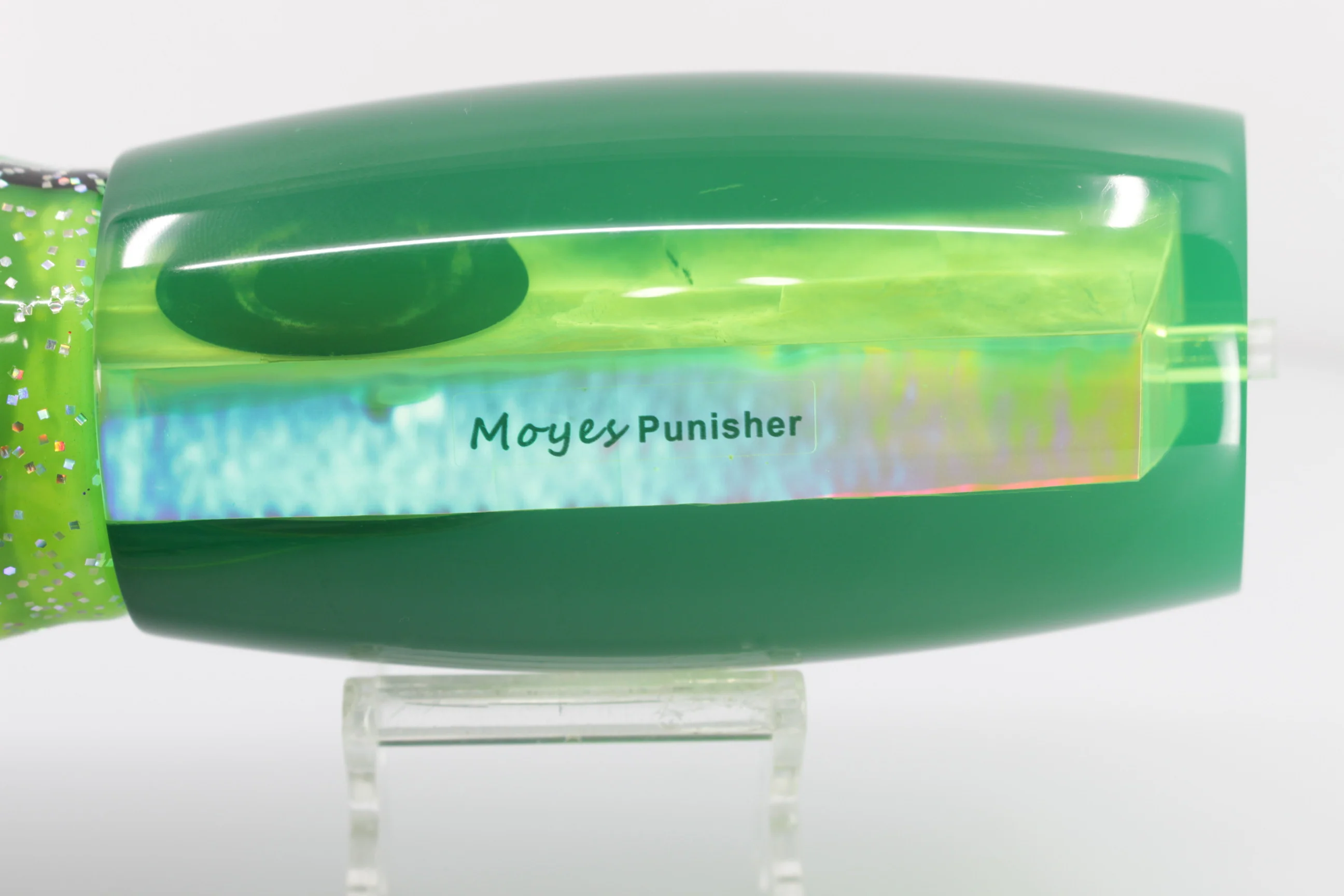 Moyes Lures Chartreuse MOP Black Back Punisher 16" 20.2oz Skirted - Image 9