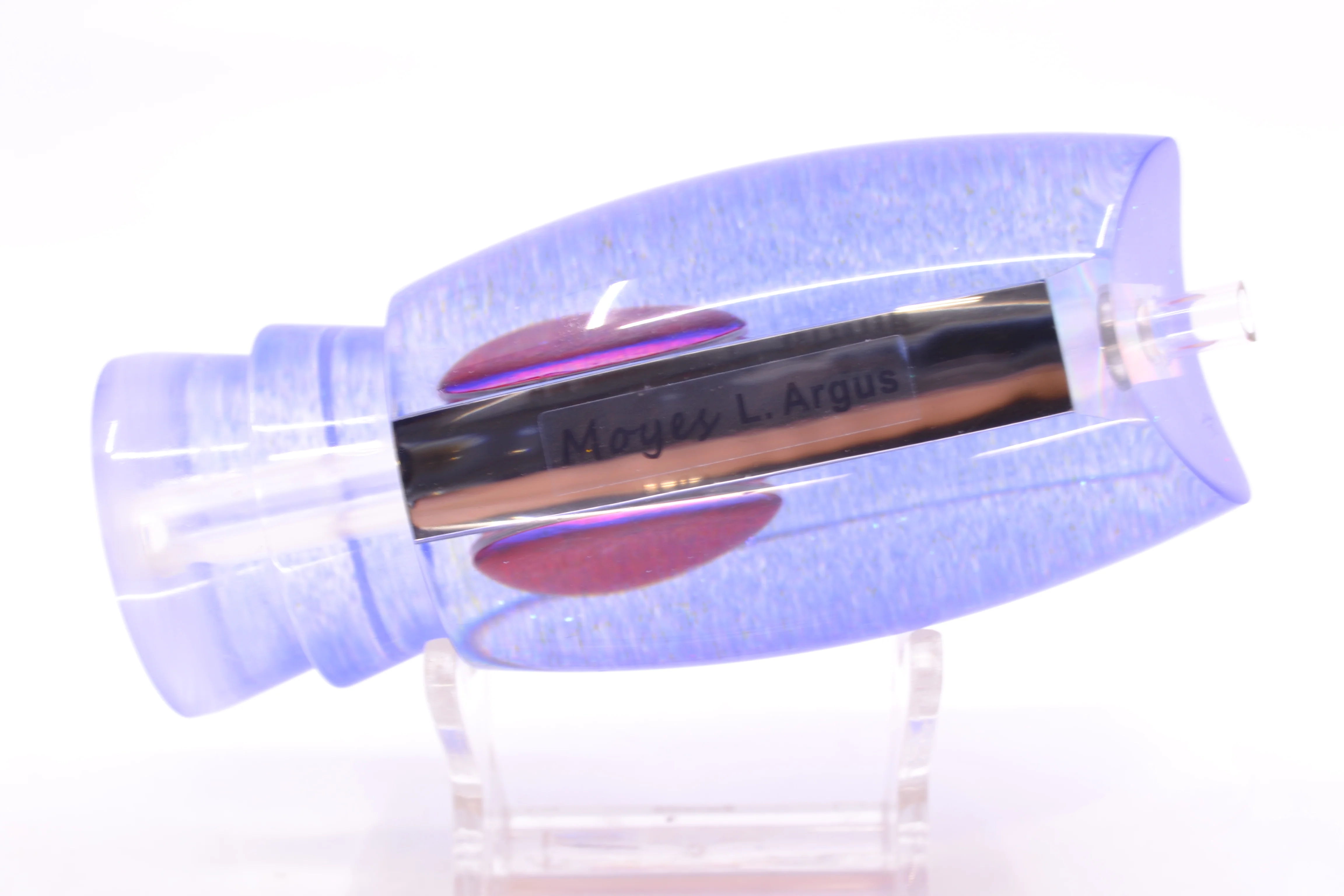 Moyes Lures Clear Mirrored Blue Glitter Back Red Eyes Large Argus 14" 6.5oz - Image 3