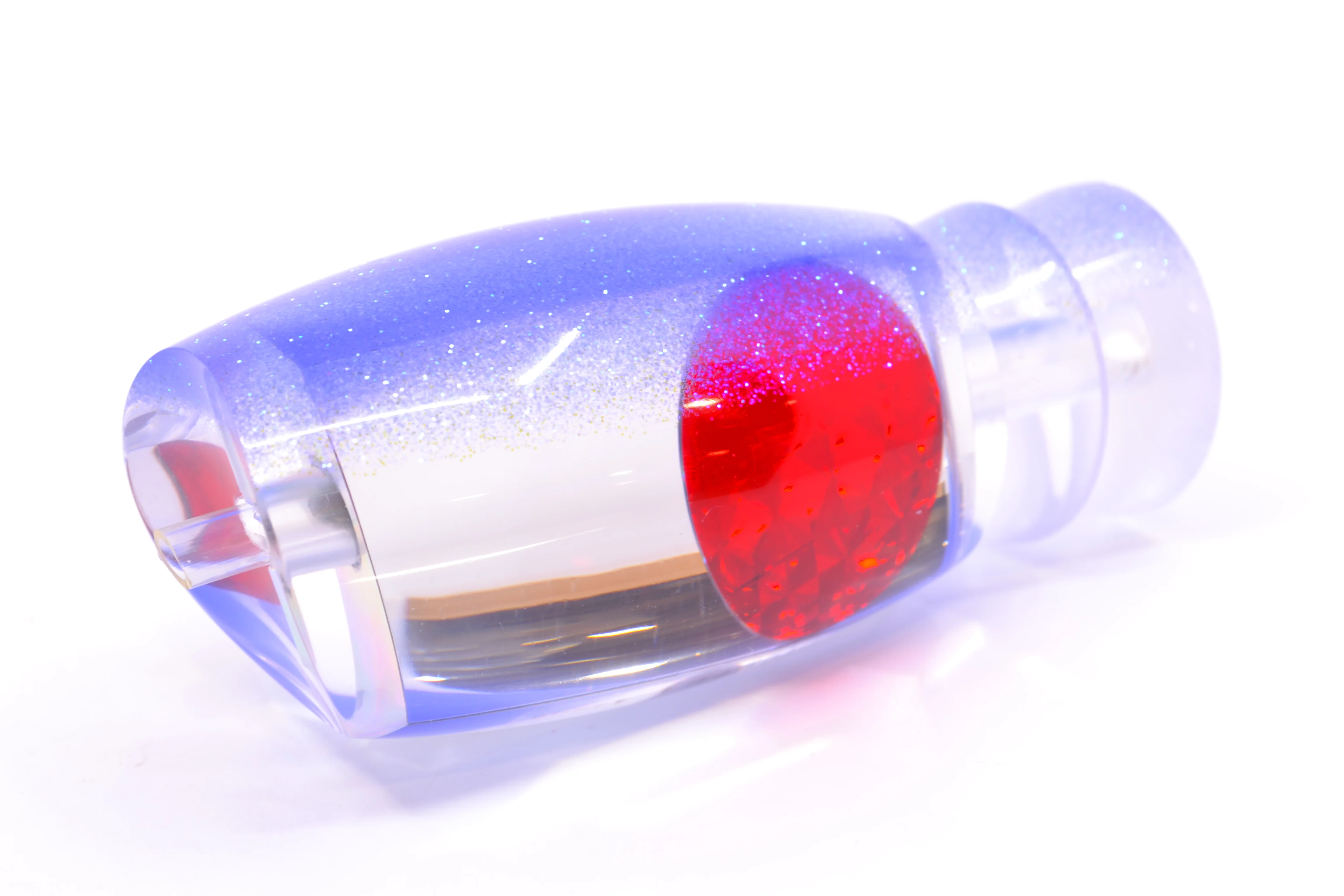 Moyes Lures Clear Mirrored Blue Glitter Back Red Eyes Large Argus 14" 6.5oz - Image 5