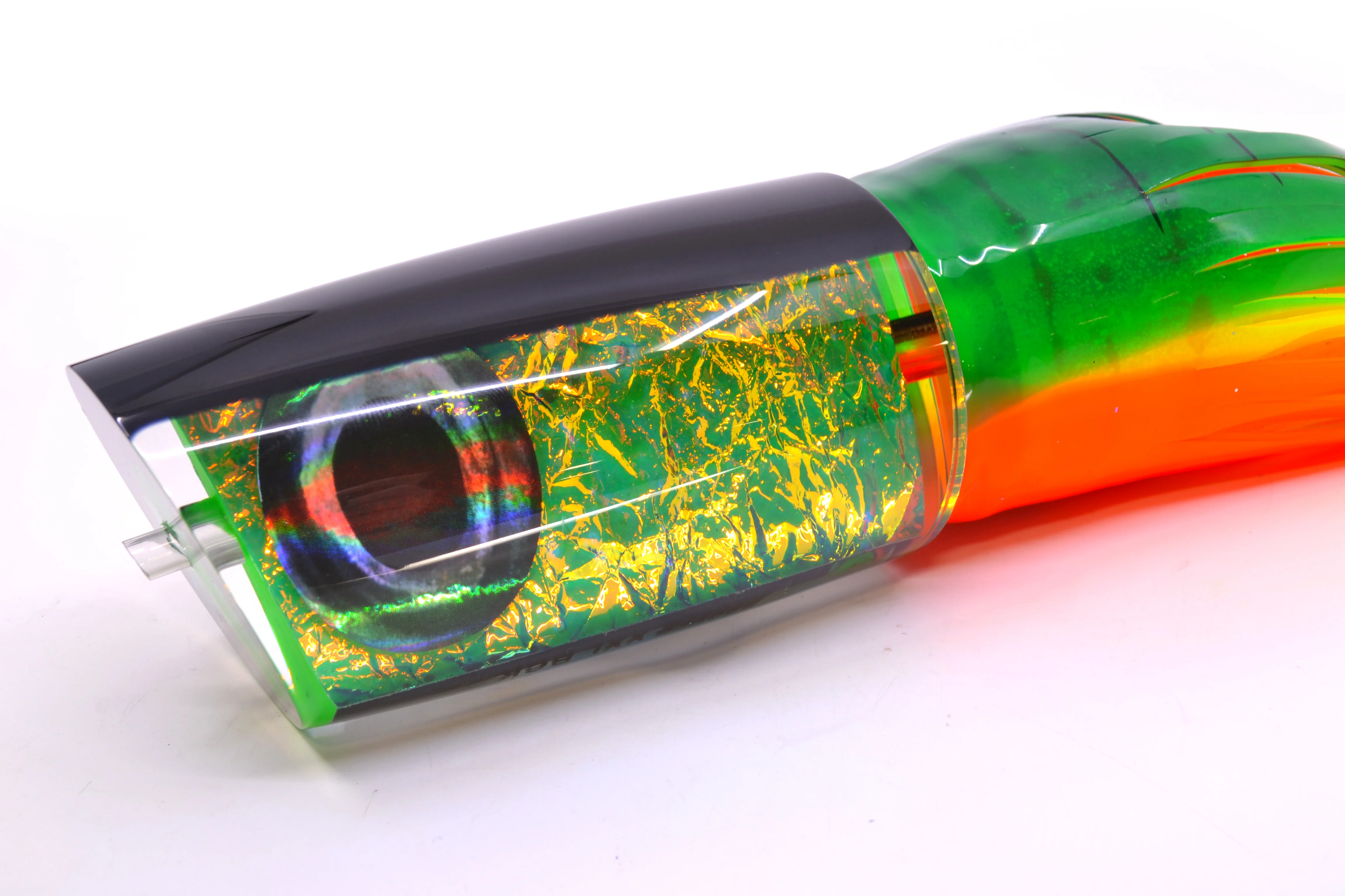 Moyes Lures Green-Orange Dichro Black Back Taxi Eyes XXL B.C.K. Teaser 22oz Skirted - Image 3