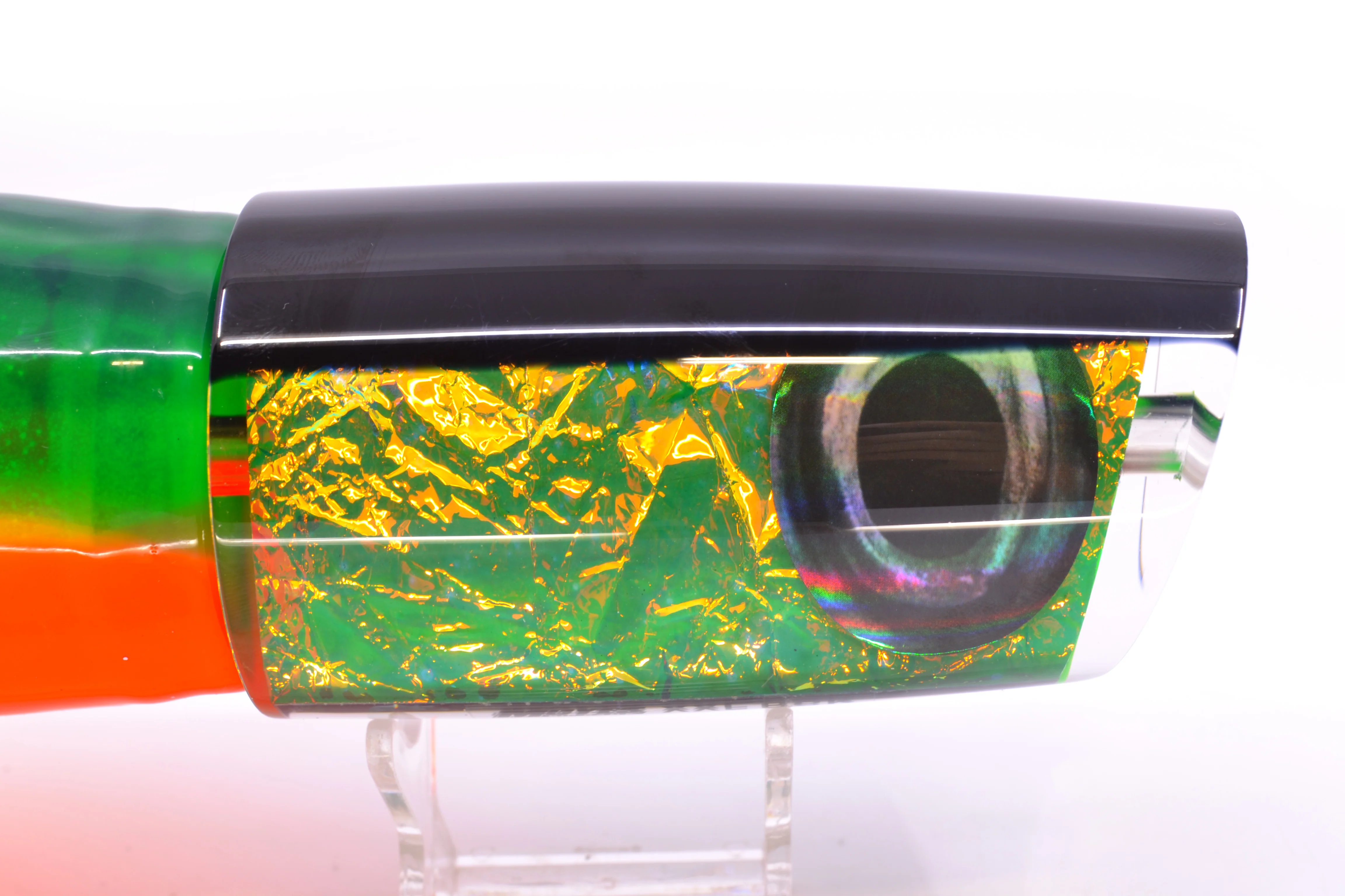 Moyes Lures Green-Orange Dichro Black Back Taxi Eyes XXL B.C.K. Teaser 22oz Skirted - Image 4