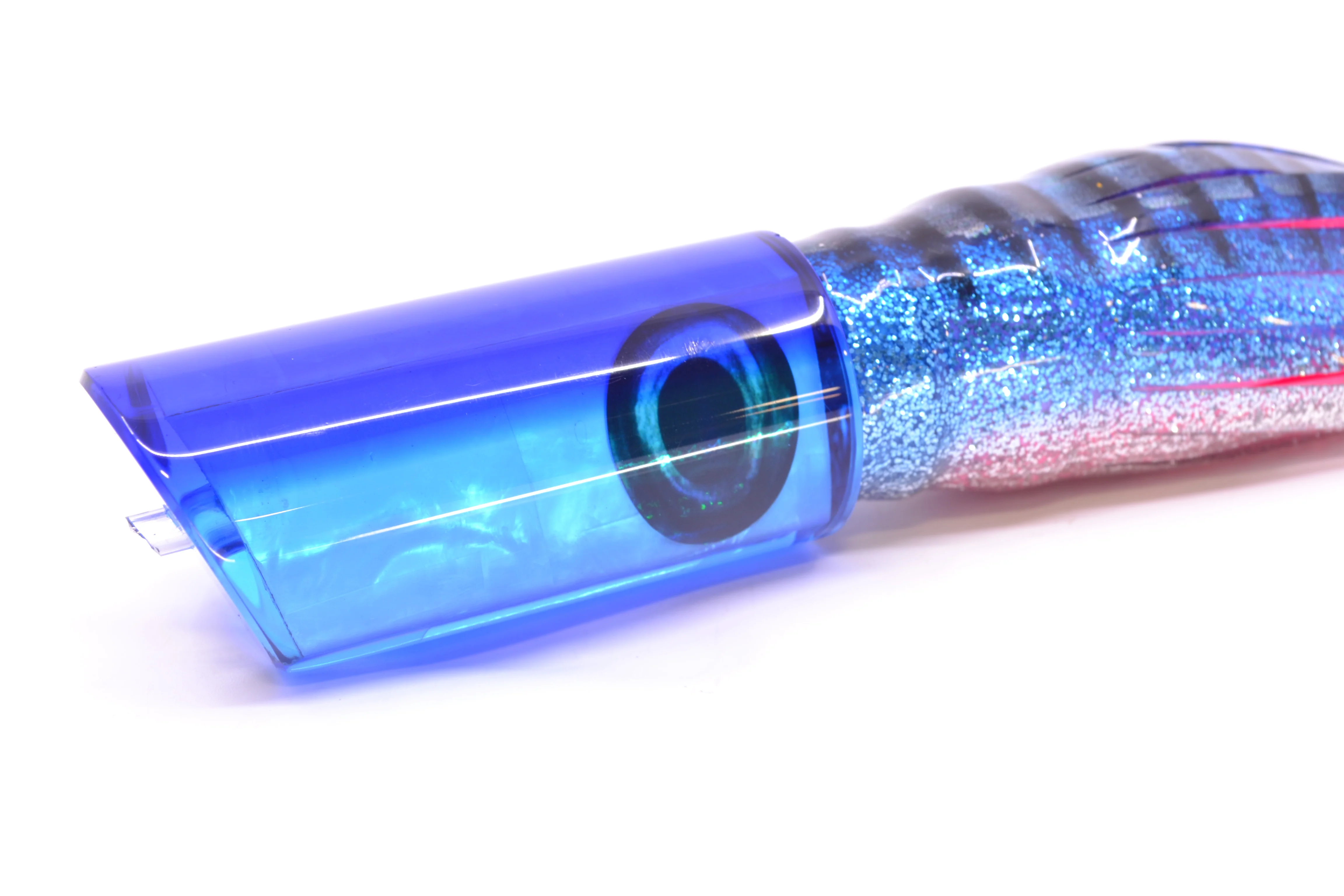 Moyes Lures Ice Blue MOP Blue Back Taxi Eyes Medium Pipe Bomb 12" 7.5oz Skirted - Image 3