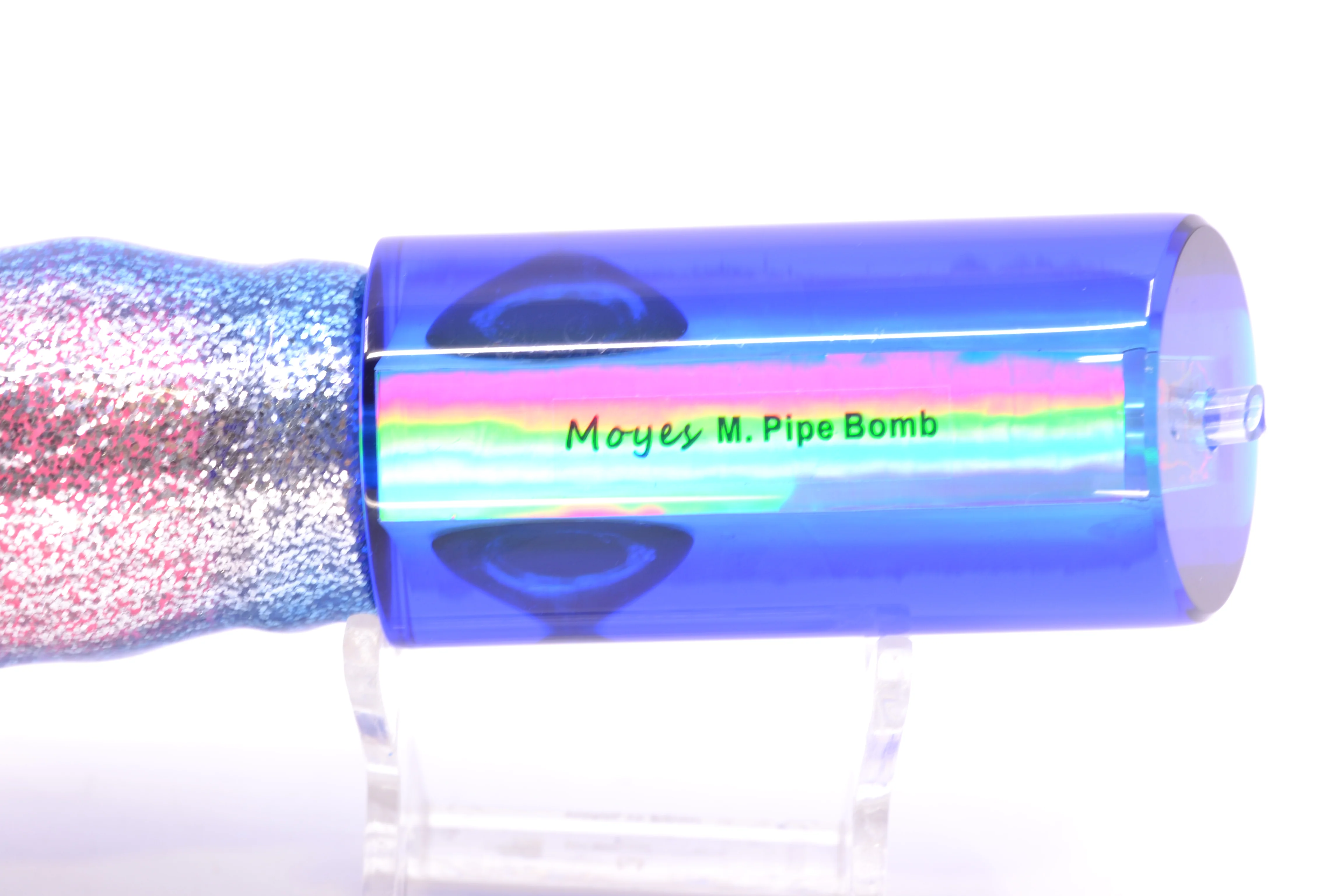 Moyes Lures Ice Blue MOP Blue Back Taxi Eyes Medium Pipe Bomb 12" 7.5oz Skirted - Image 6