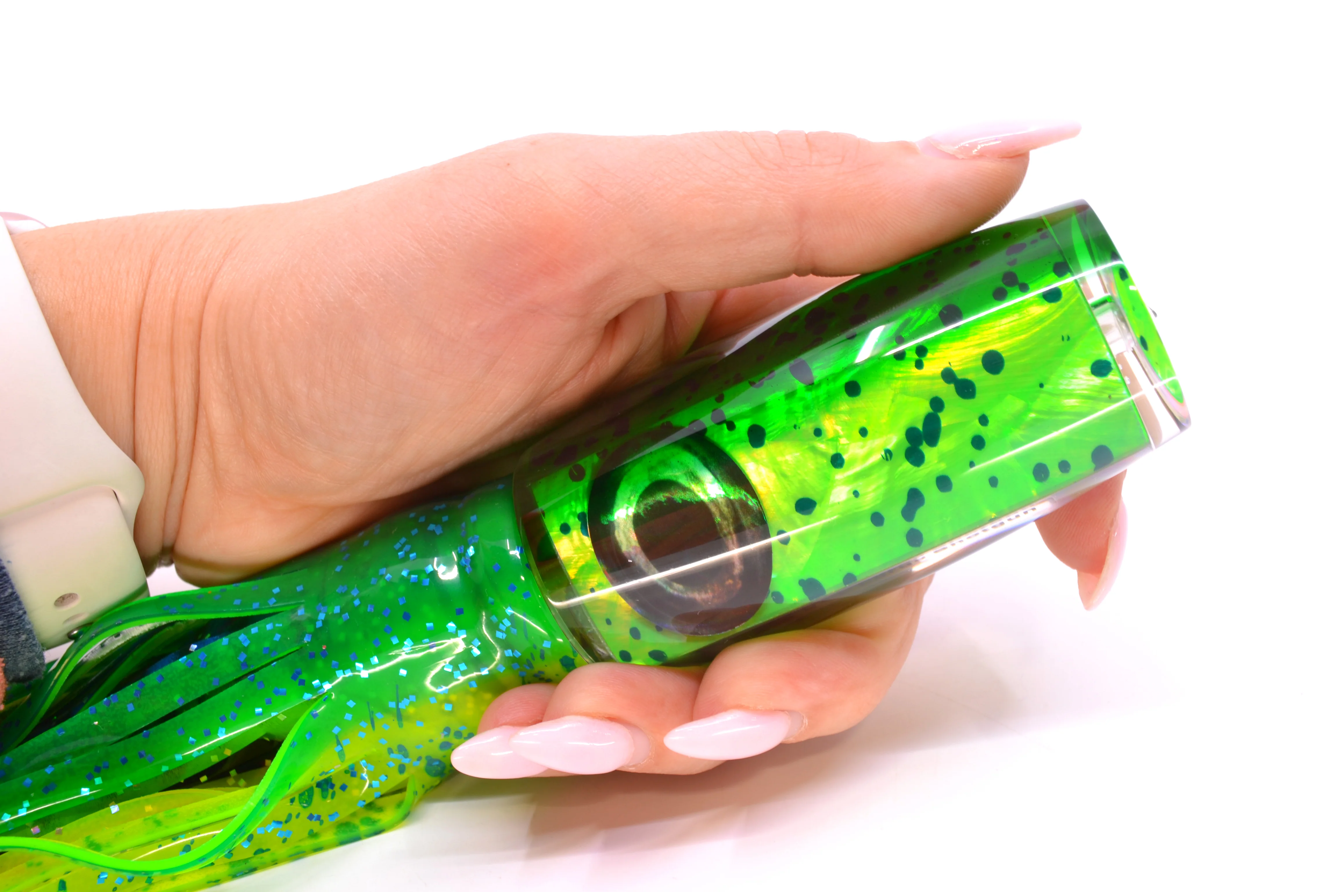 Moyes Lures Mahi MOP Green Back Large Shotgun 12" 7.8oz Skirted Mahi - Image 7