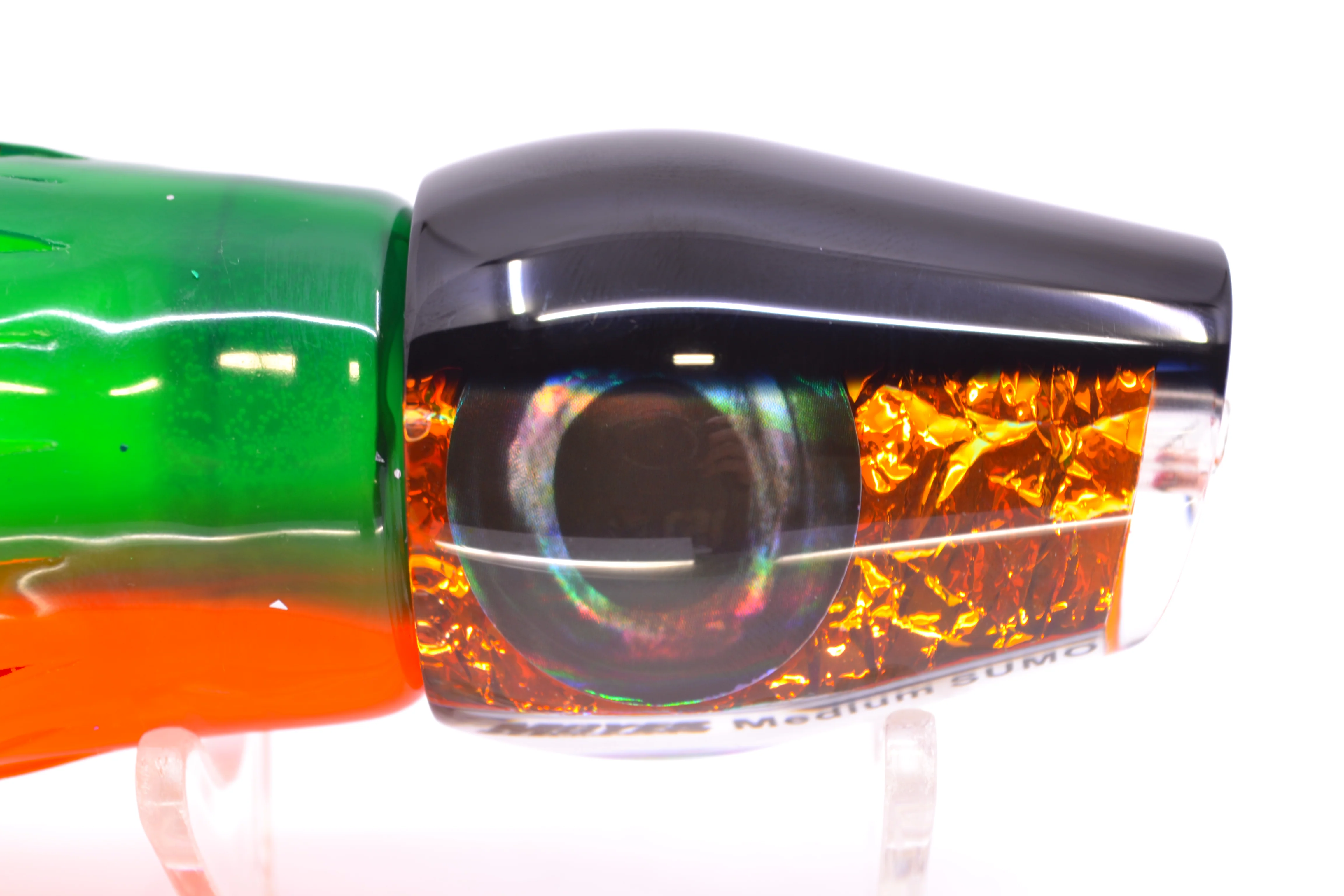 Moyes Lures Orange Dichro Black Back Taxi Eyes Medium Sumo 12" 6.8oz Skirted - Image 4