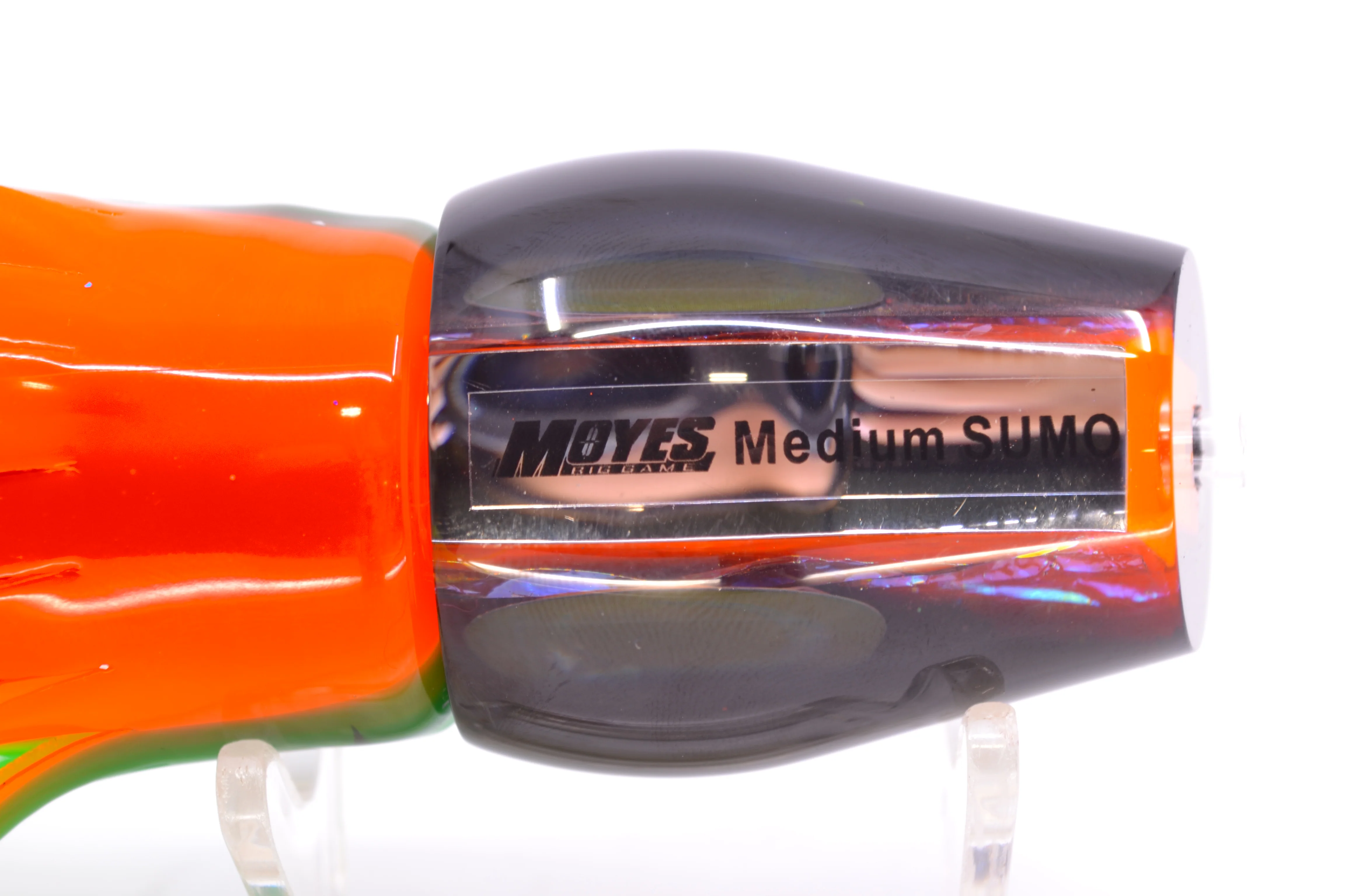 Moyes Lures Orange Dichro Black Back Taxi Eyes Medium Sumo 12" 6.8oz Skirted - Image 6