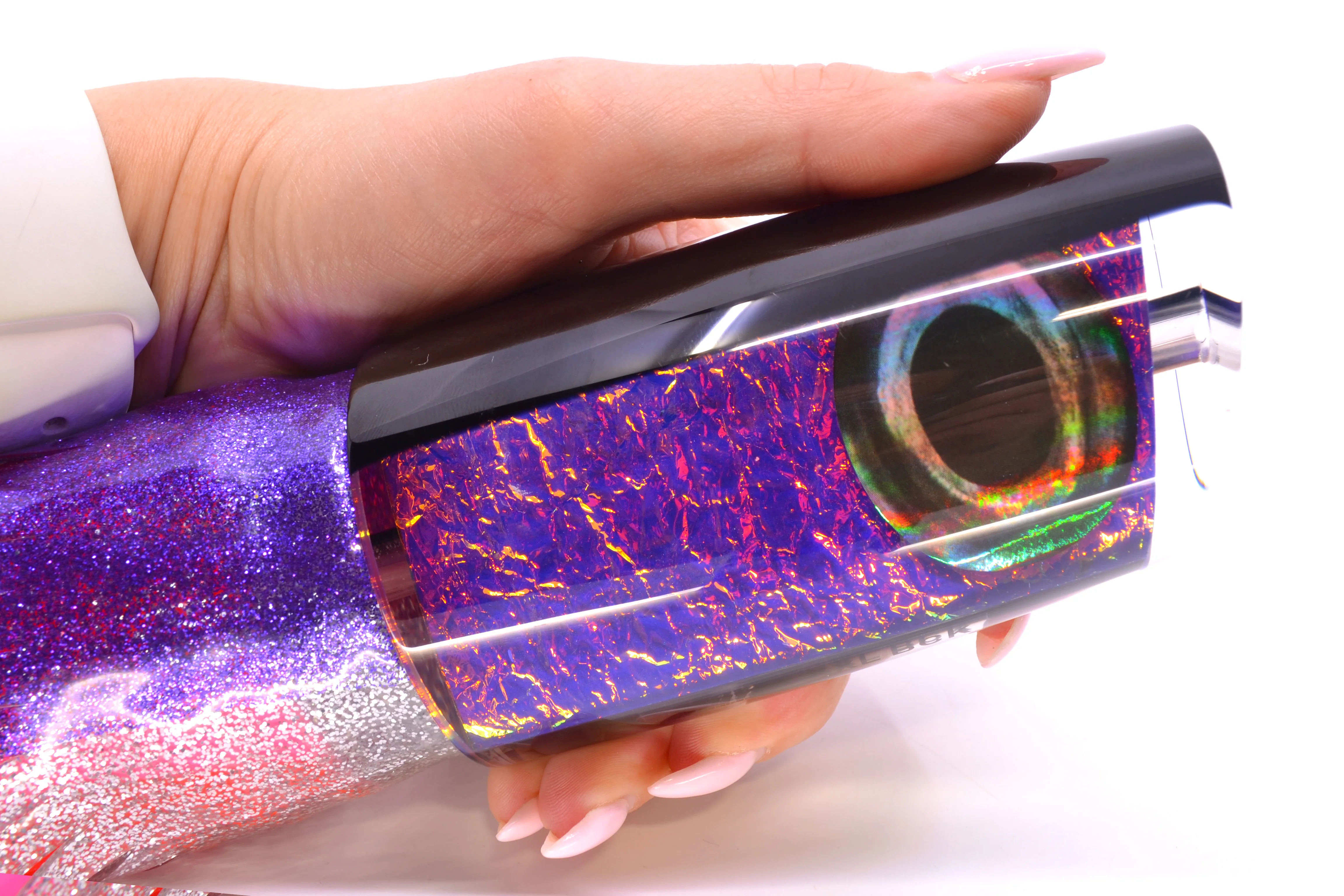 Moyes Lures Pink-Purple Dichro Black Back Taxi Eyes XXL B.C.K. Teaser 22oz Skirted - Image 7