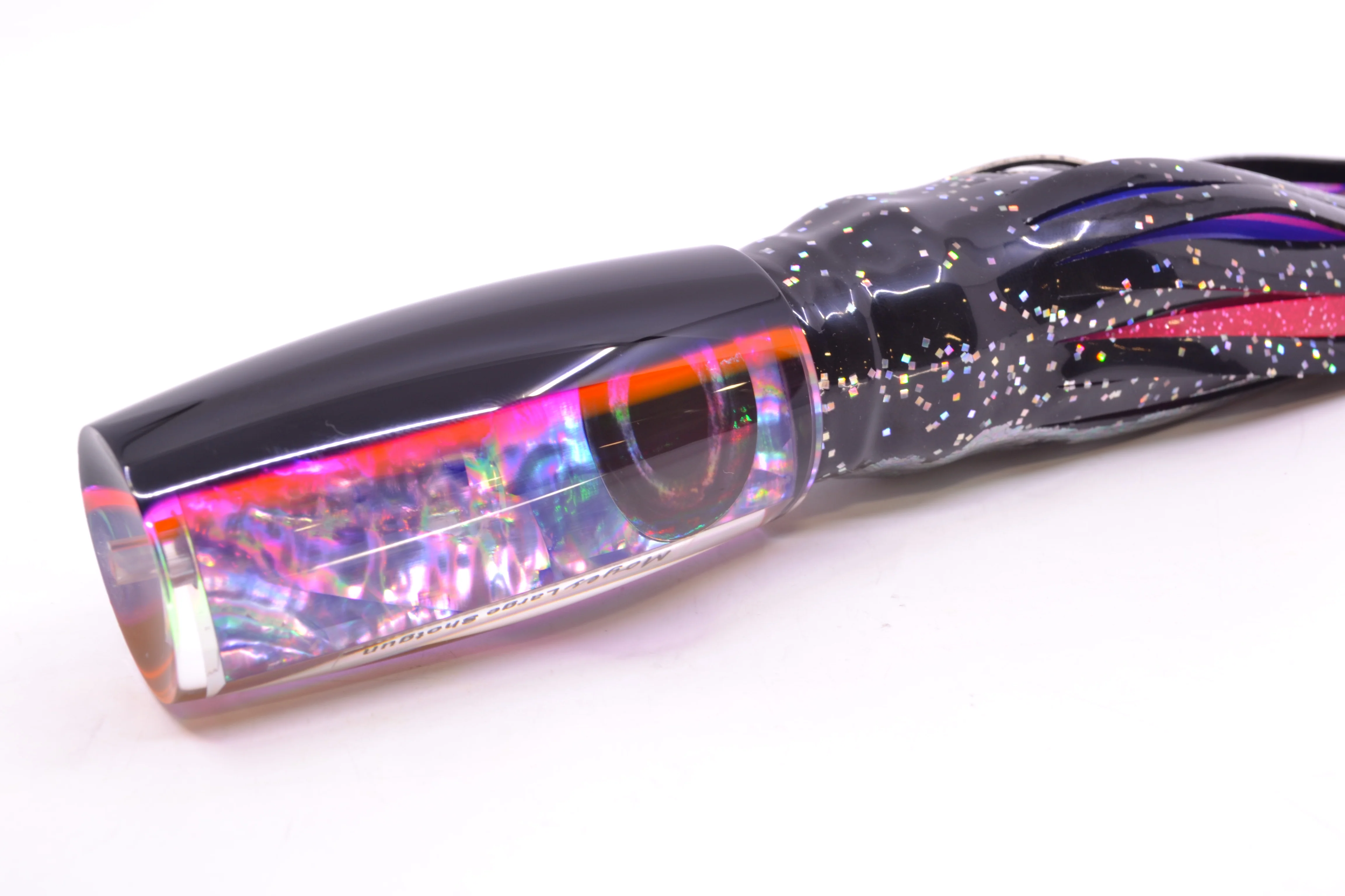 Moyes Lures Rainbow MOP Black-Pink Back Large Shotgun 12" 7.8oz Skirted Black/Pink - Image 3
