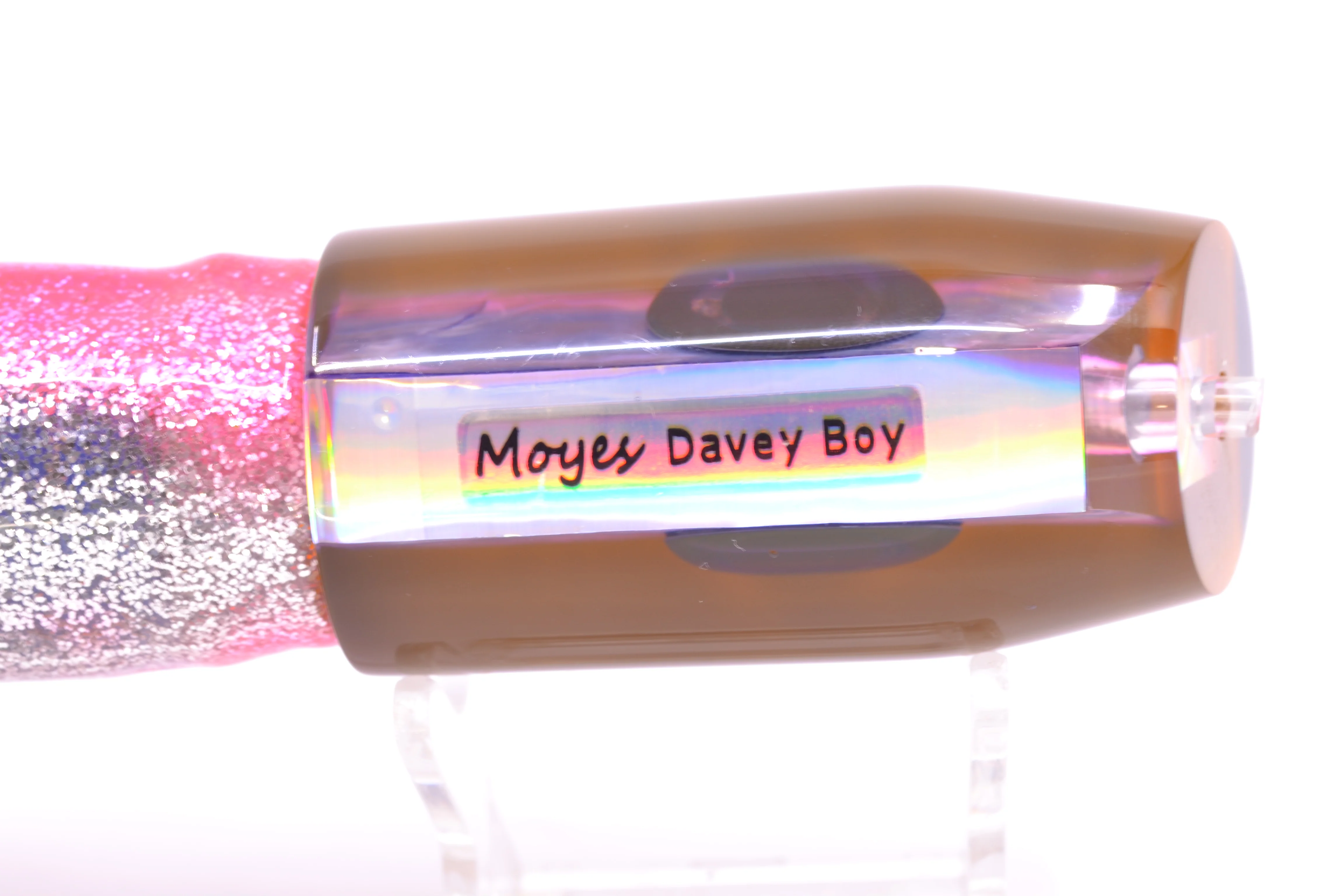 Moyes Lures Rainbow MOP Black-Pink Back Taxi Eyes Davey Boy 12" 8oz Skirted Pink Aurora - Image 6