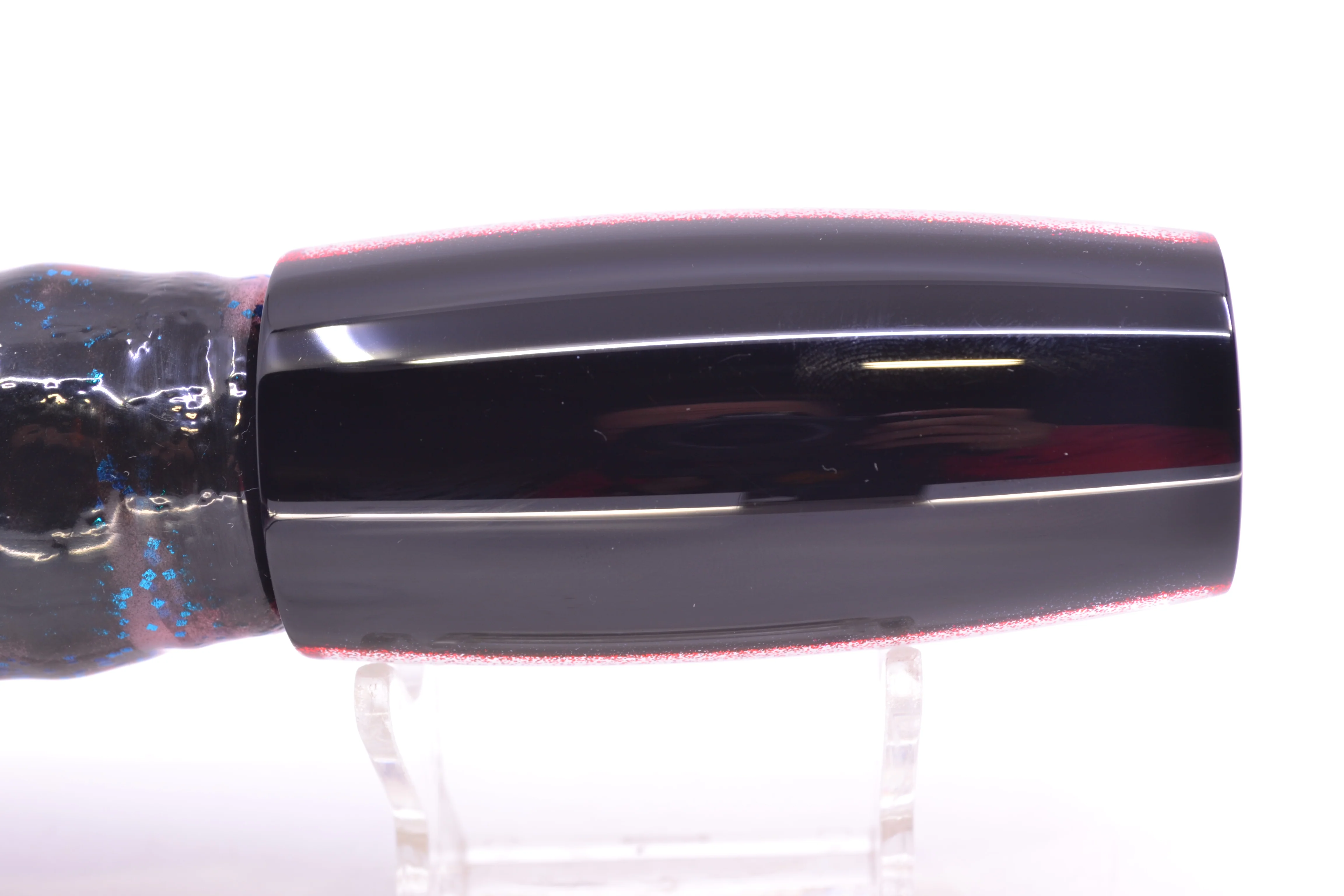 Moyes Lures Rainbow MOP Black-Red Back Large Shotgun 12" 7.8oz Skirted Black Stripes-Pink - Image 5