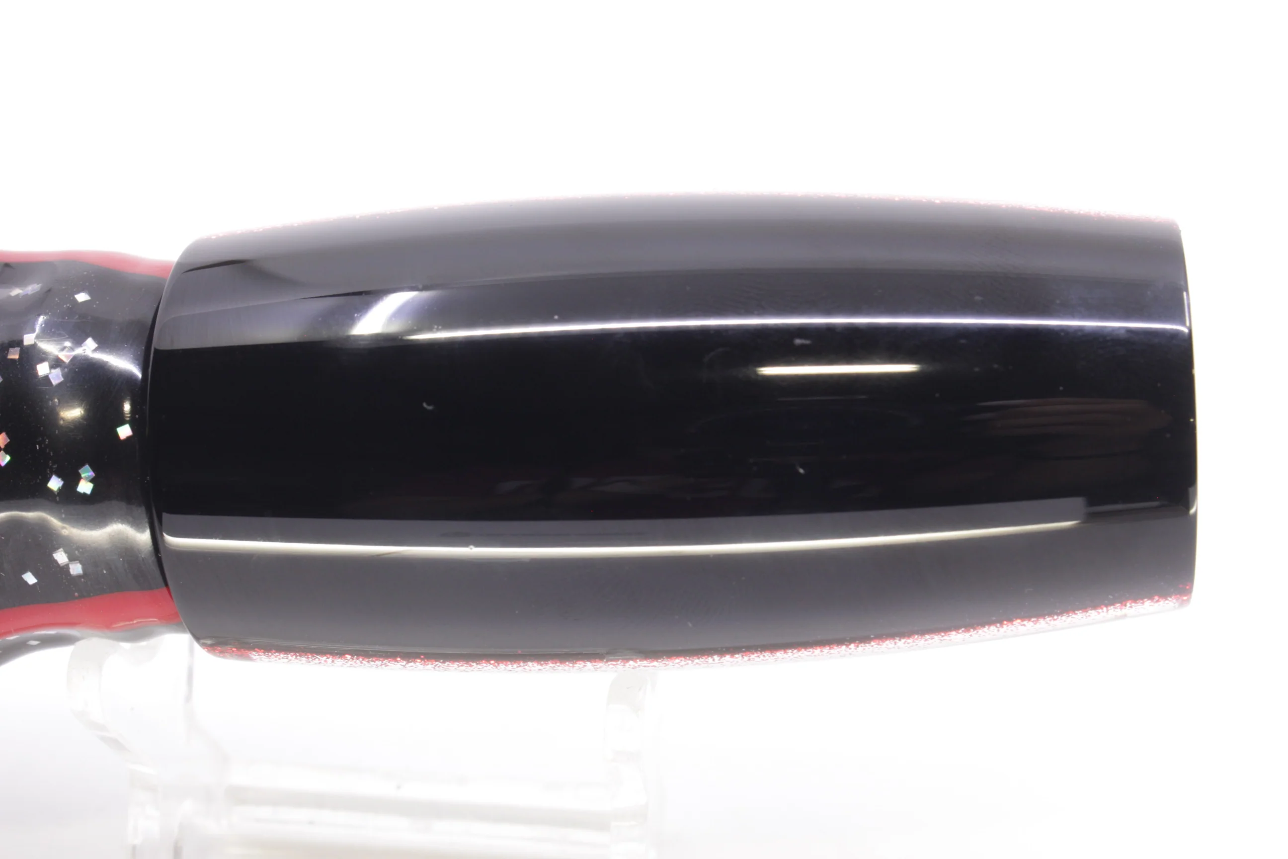 Moyes Lures Rainbow MOP Black-Red Back Large Shotgun 12" 7.8oz Skirted Black - Image 5