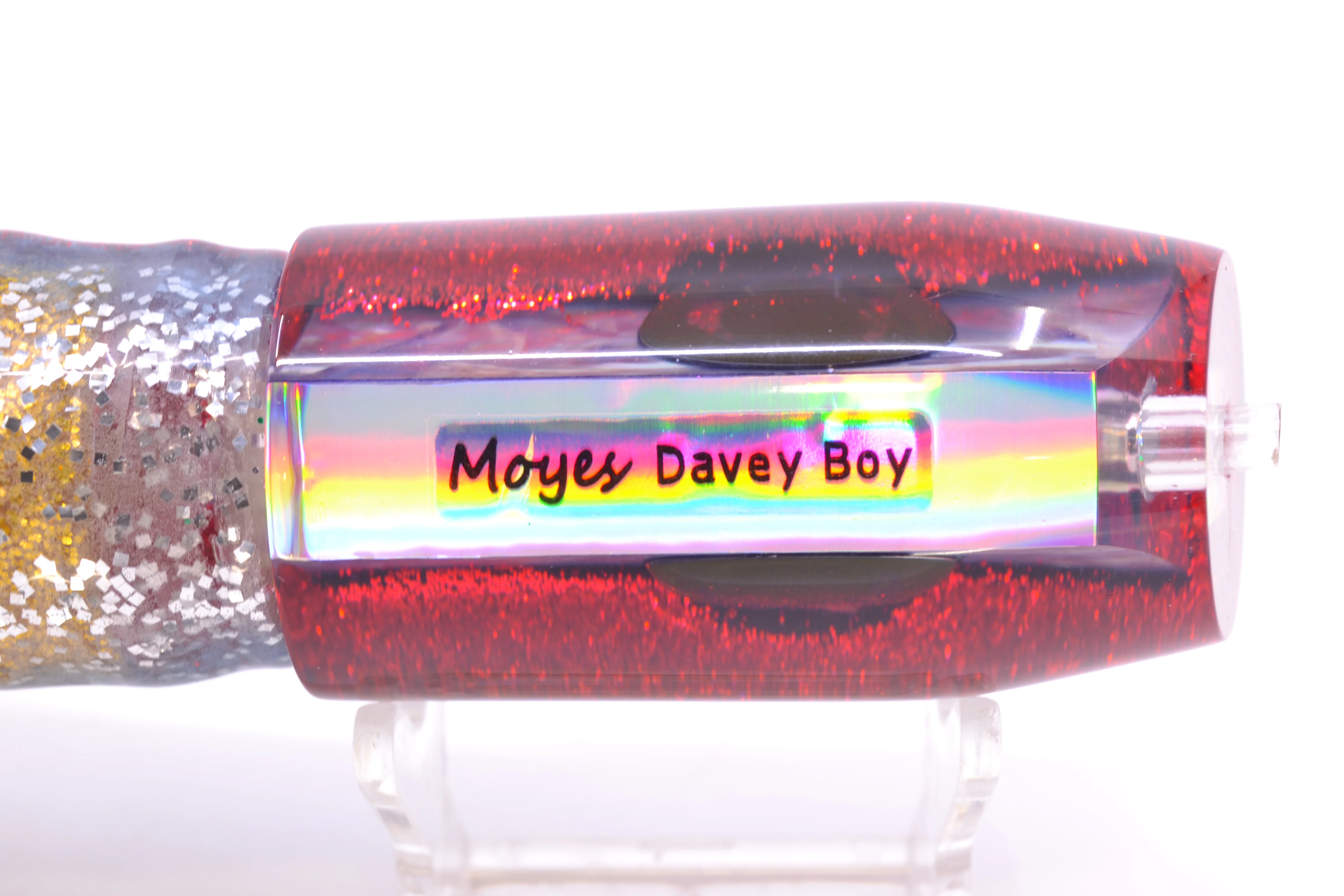 Moyes Lures Rainbow MOP Black-Red Back Taxi Eyes Davey Boy 12" 8oz Skirted Evil - Image 6