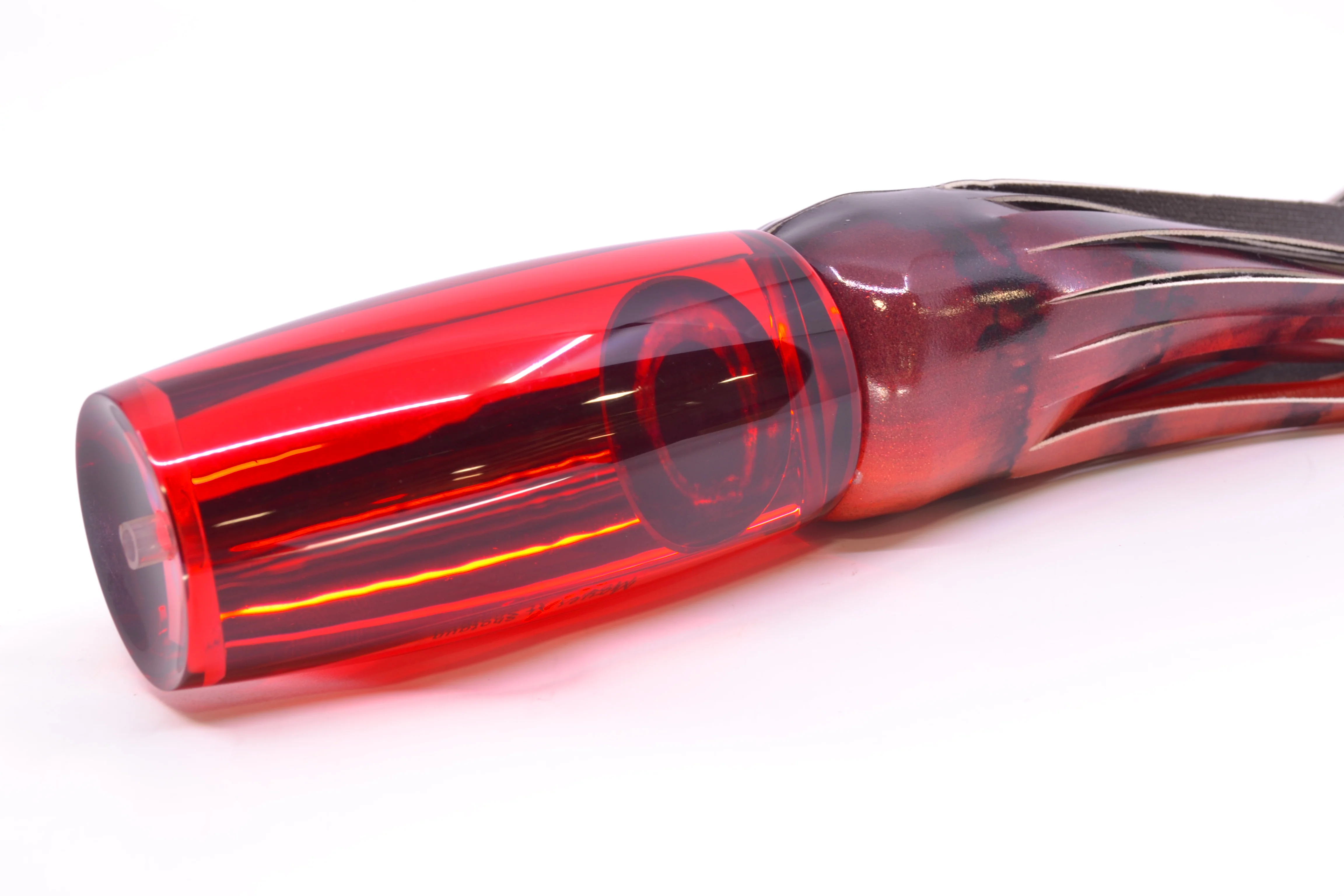 Moyes Lures Red Mirrored Taxi Eyes XL Shotgun 14" 11oz Fire Tailz Vinyl Red Tiger - Image 3