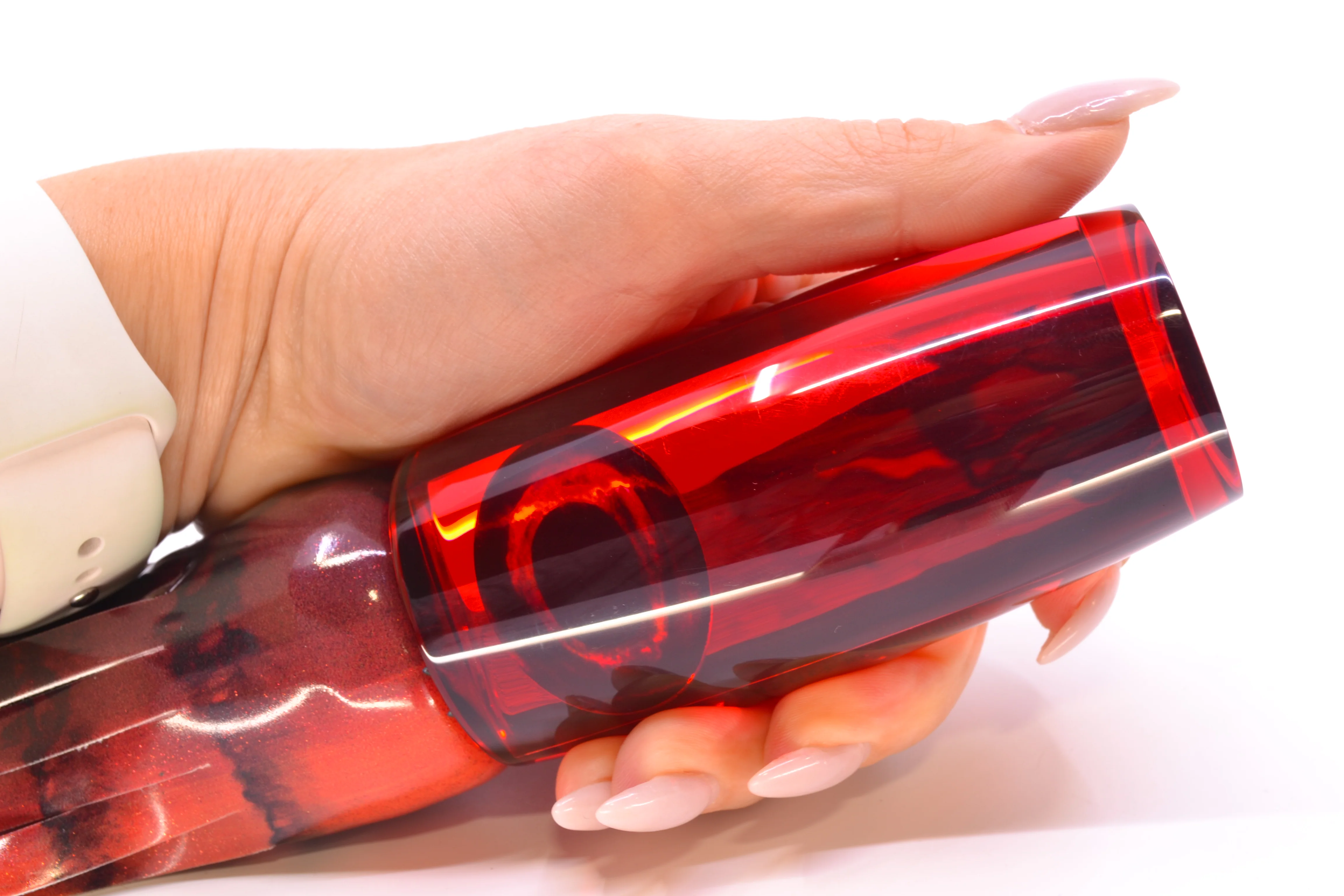 Moyes Lures Red Mirrored Taxi Eyes XL Shotgun 14" 11oz Fire Tailz Vinyl Red Tiger - Image 7