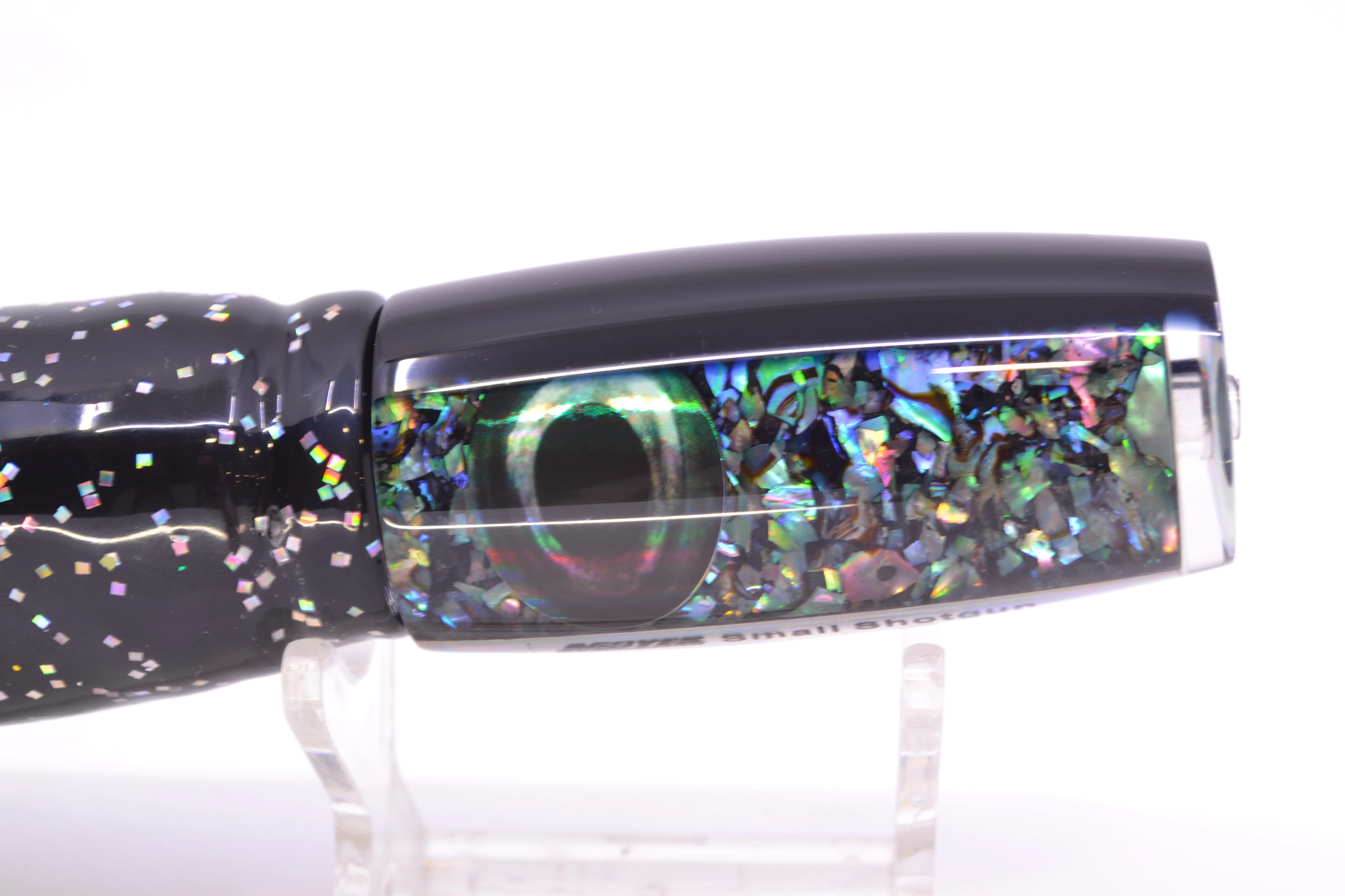 Moyes Lures S&P Black Back Taxi Eyes Small Shotgun 9" 4oz Skirted Black Aurora - Image 4