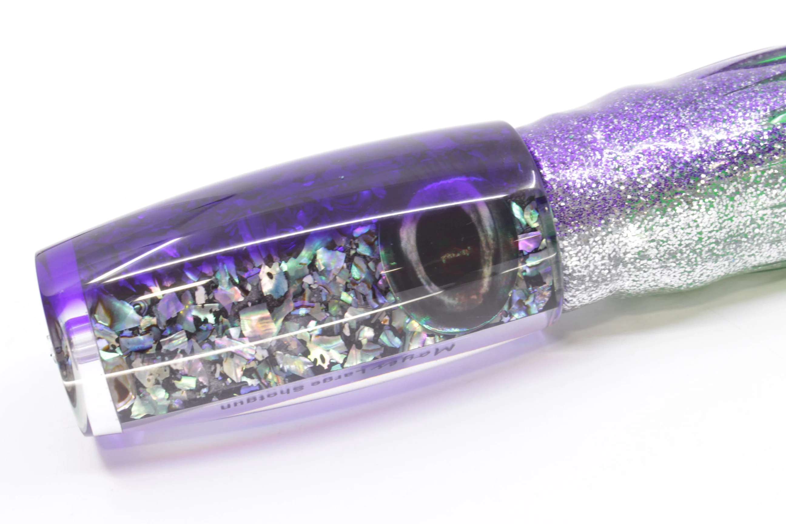 Moyes Lures S&P Purple Back Large Shotgun 12" 7.8oz Skirted Purple-Silver/Green - Image 3