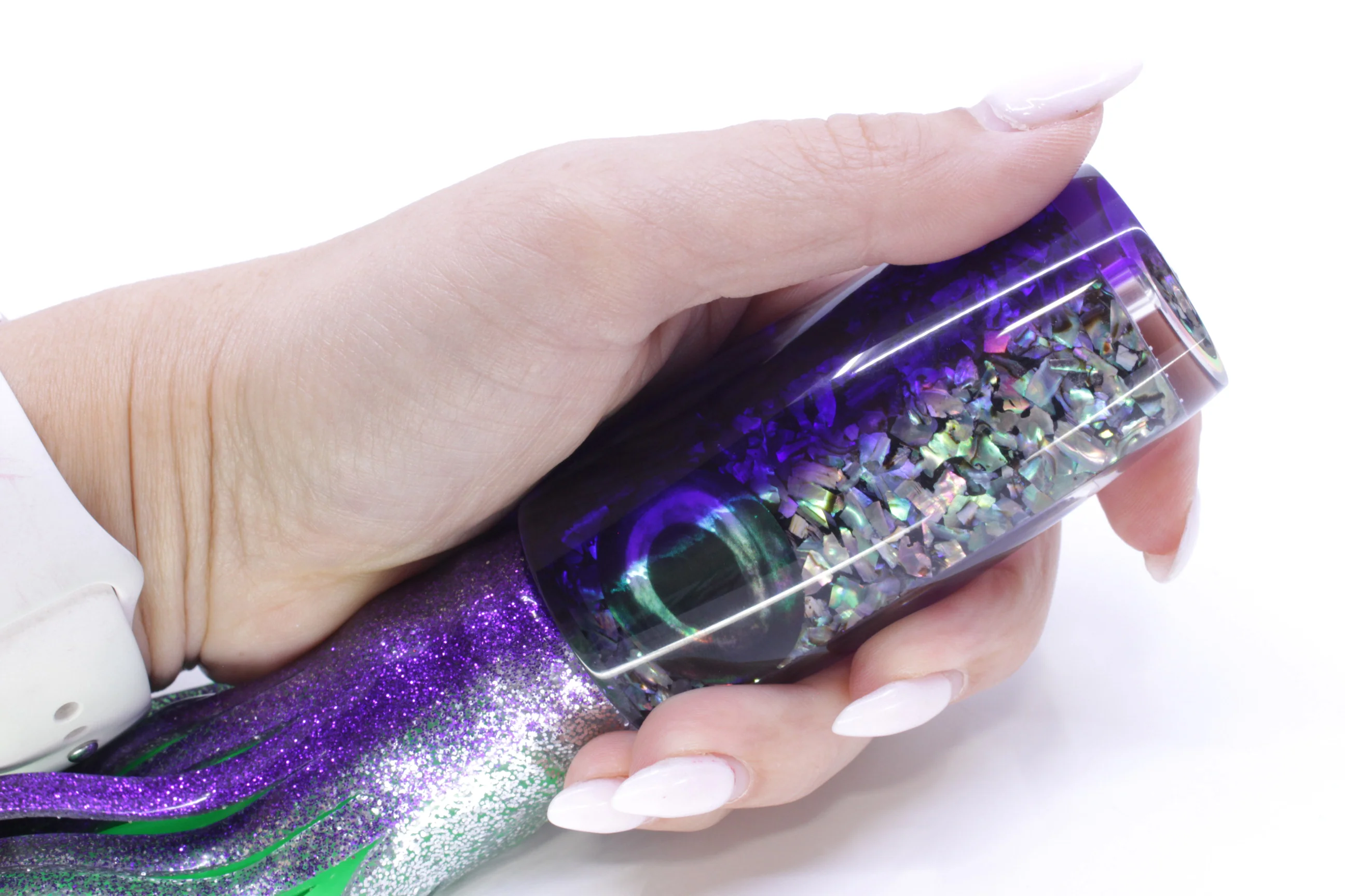 Moyes Lures S&P Purple Back Large Shotgun 12" 7.8oz Skirted Purple-Silver/Green - Image 7