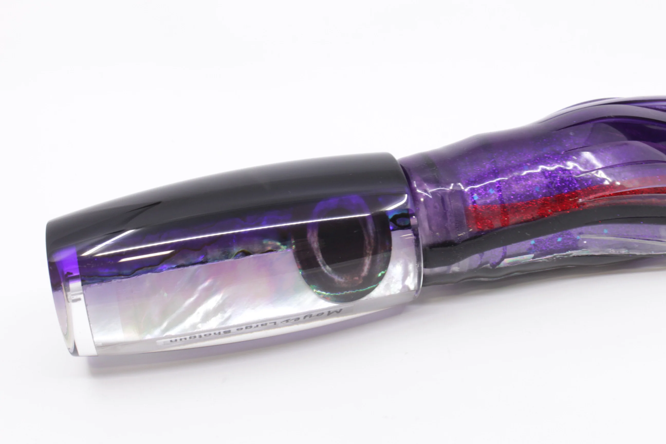 Moyes Lures Skipjack Paua-MOP Black-Purple Back Large Shotgun 12" 7.8oz Skirted - Image 3