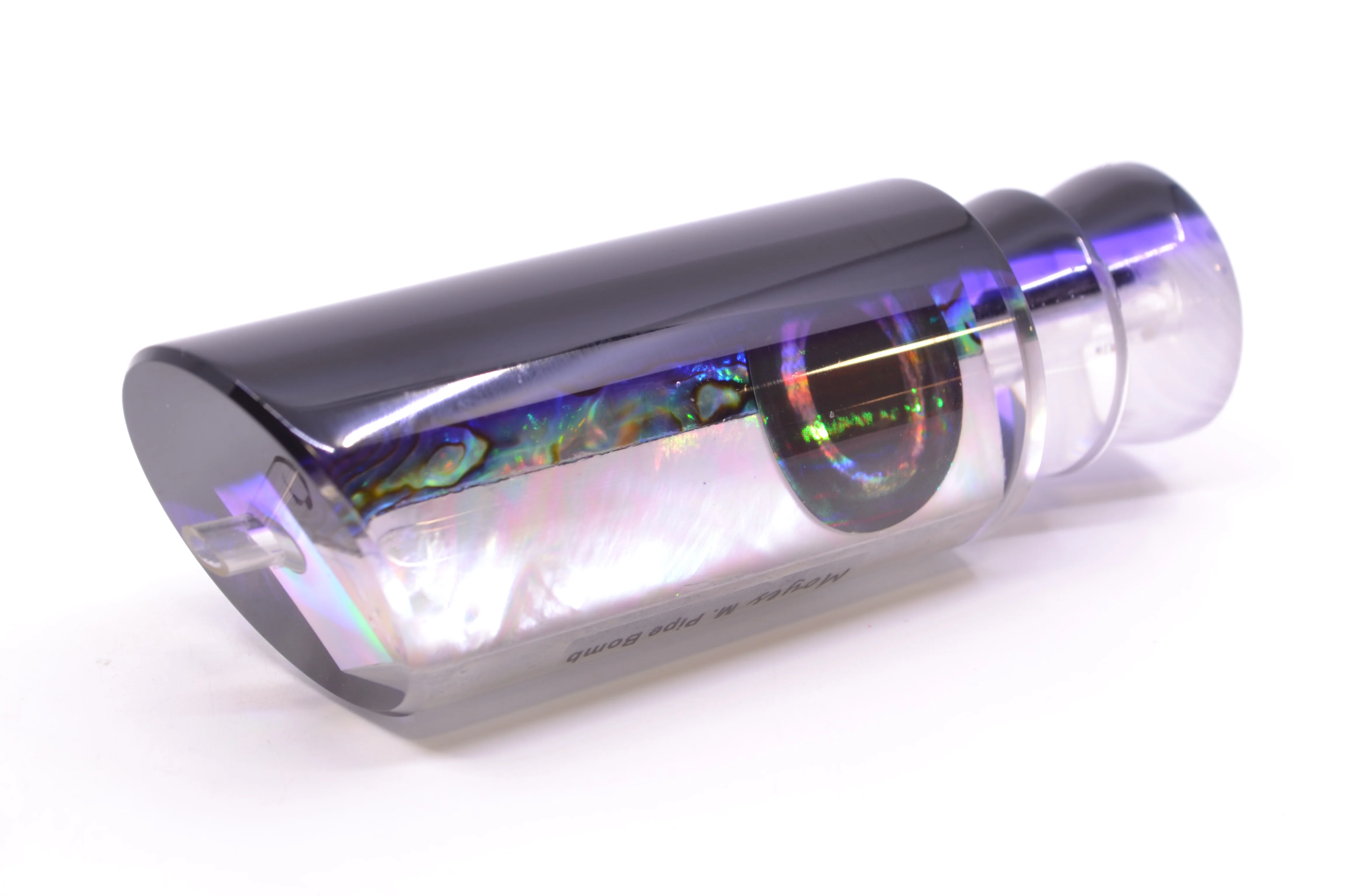 Moyes Lures Skipjack Paua-MOP Black-Purple Back Medium Pipe Bomb 12" 4.6oz - Image 5