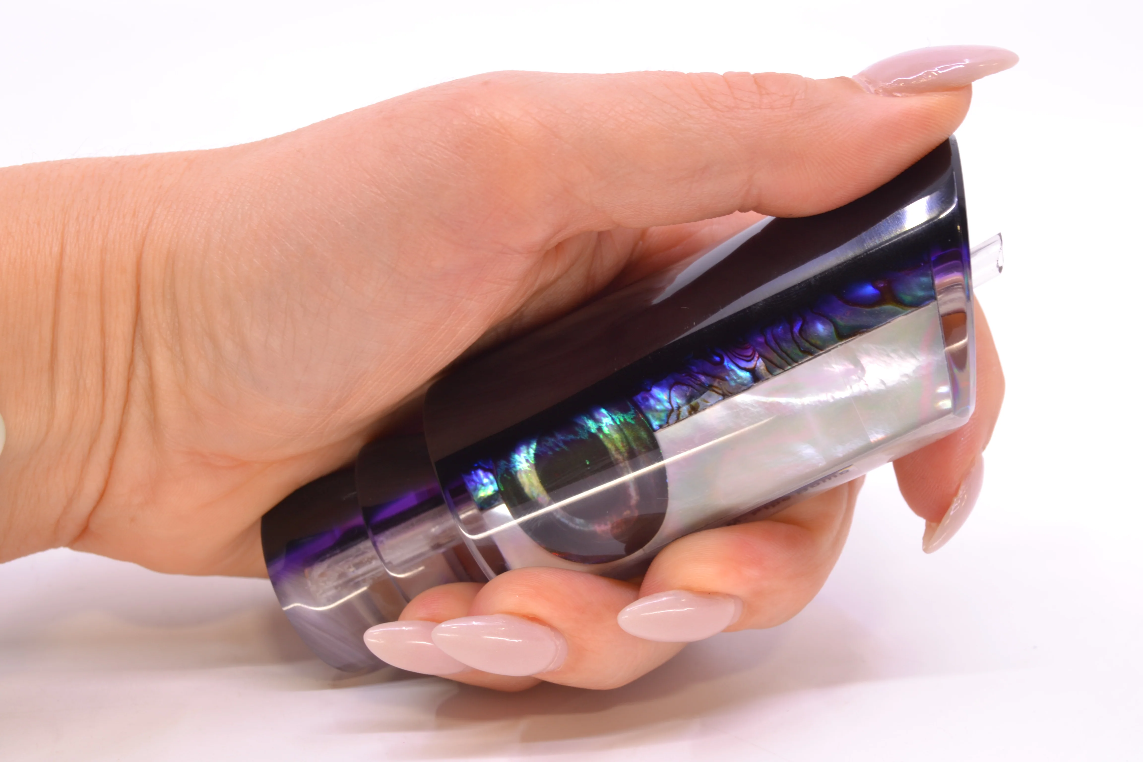 Moyes Lures Skipjack Paua-MOP Black-Purple Back Medium Pipe Bomb 12" 4.6oz - Image 6