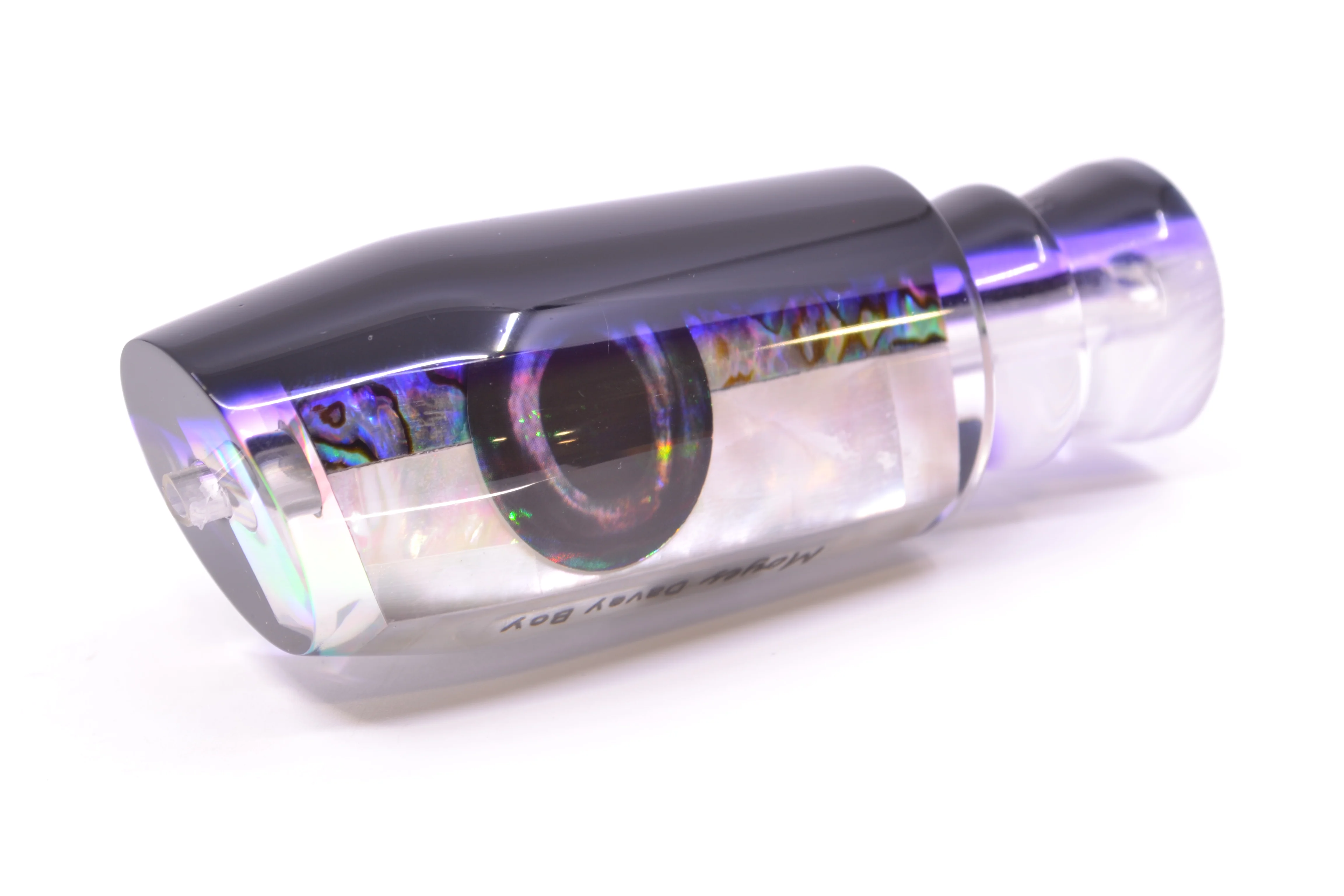 Moyes Lures Skipjack Paua-MOP Black-Purple Back Taxi Eyes Davey Boy 12" 5oz - Image 5