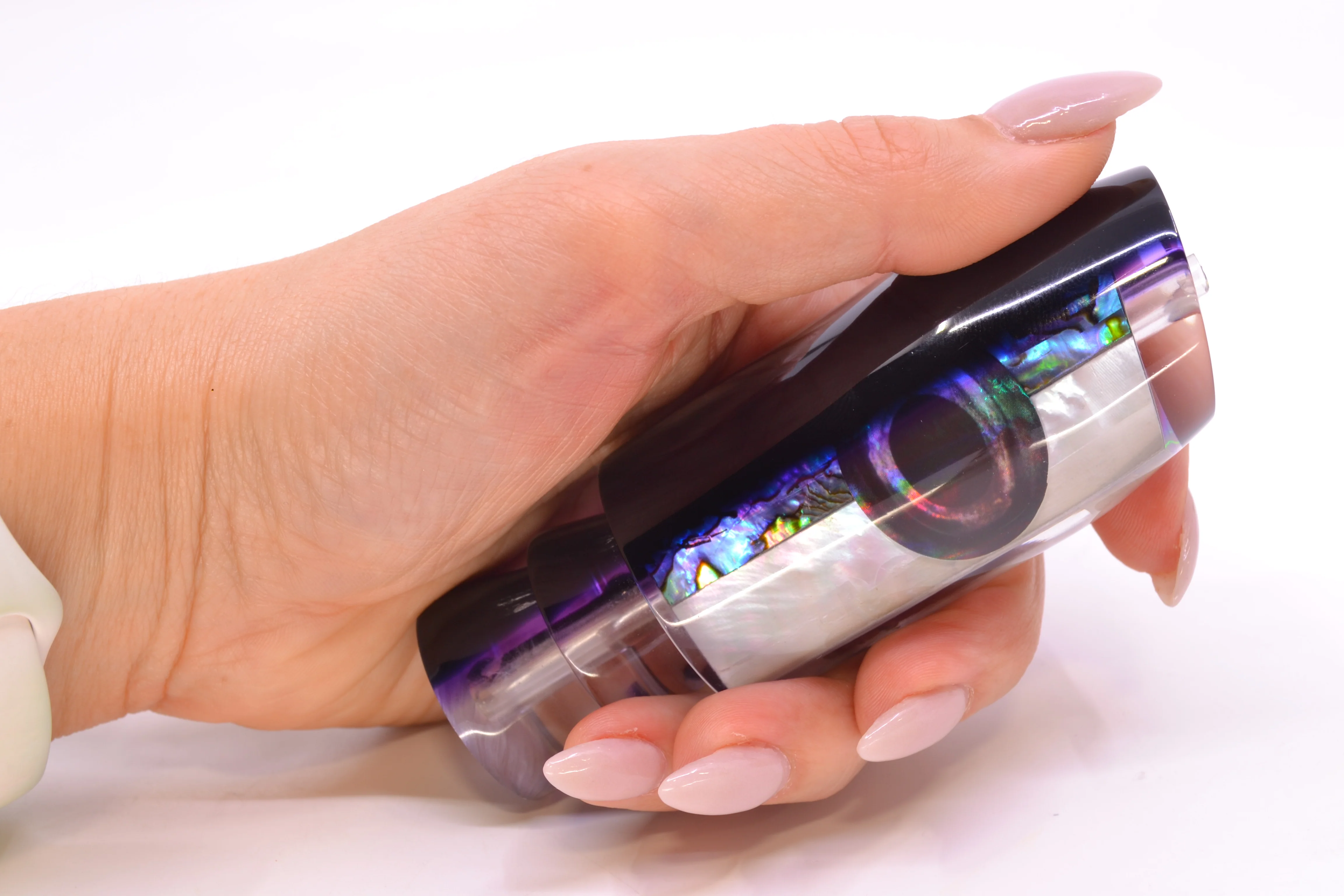 Moyes Lures Skipjack Paua-MOP Black-Purple Back Taxi Eyes Davey Boy 12" 5oz - Image 6