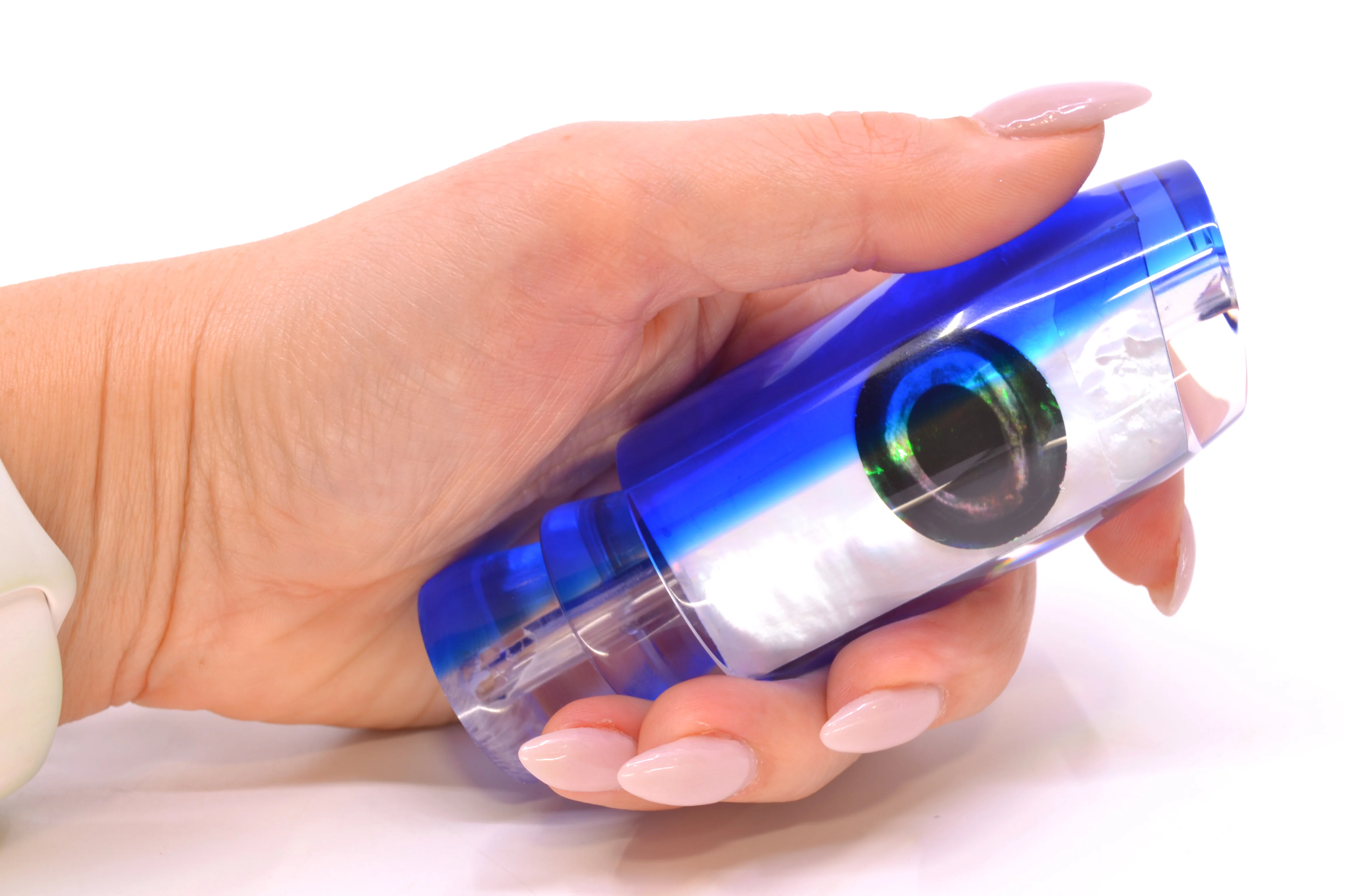 Moyes Lures White MOP Blue Back Taxi Eyes Davey Boy 12" 5oz - Image 6