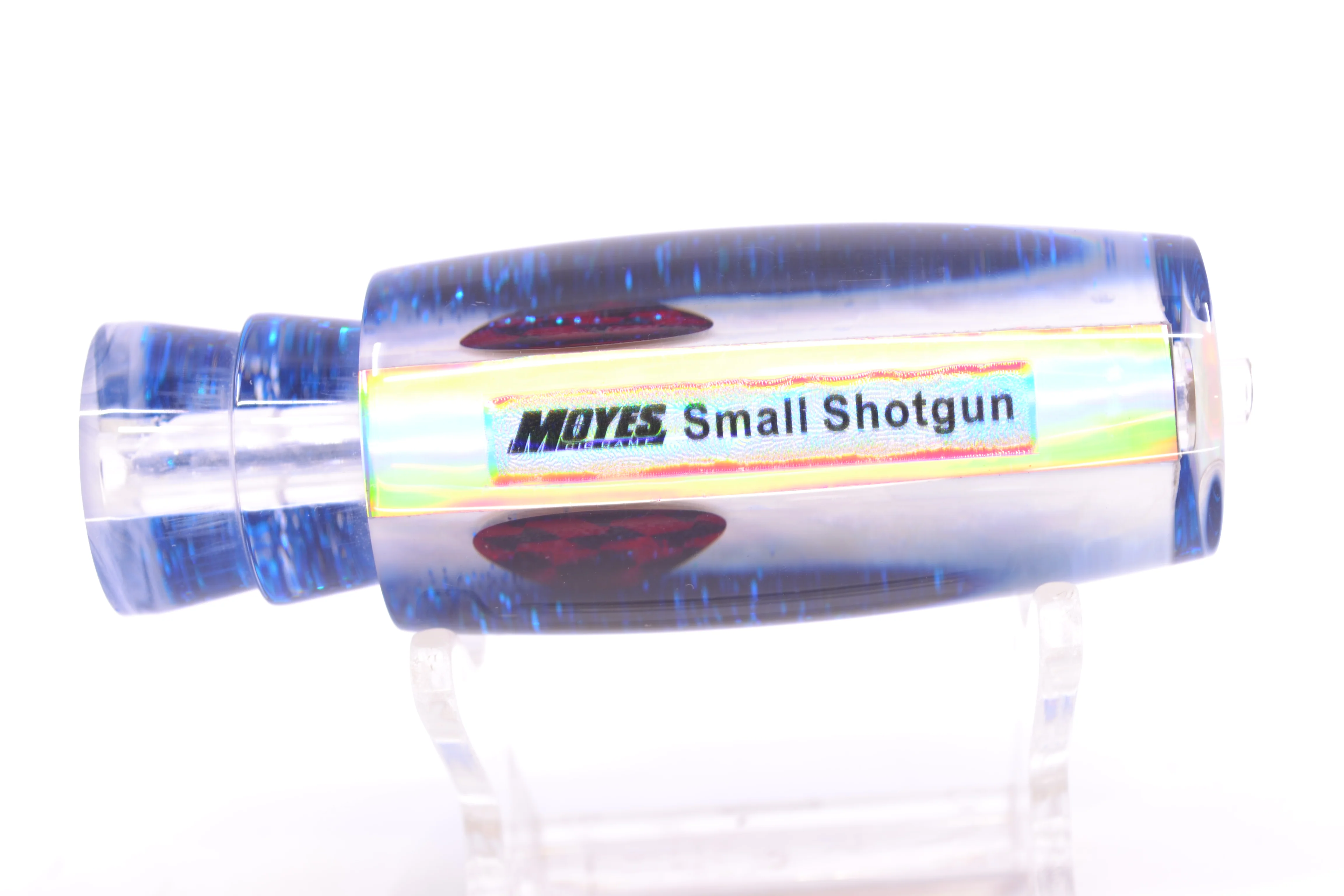 Moyes Lures White MOP Blue Glitter Back Red Eyes Small Shotgun 9" 2oz - Image 3