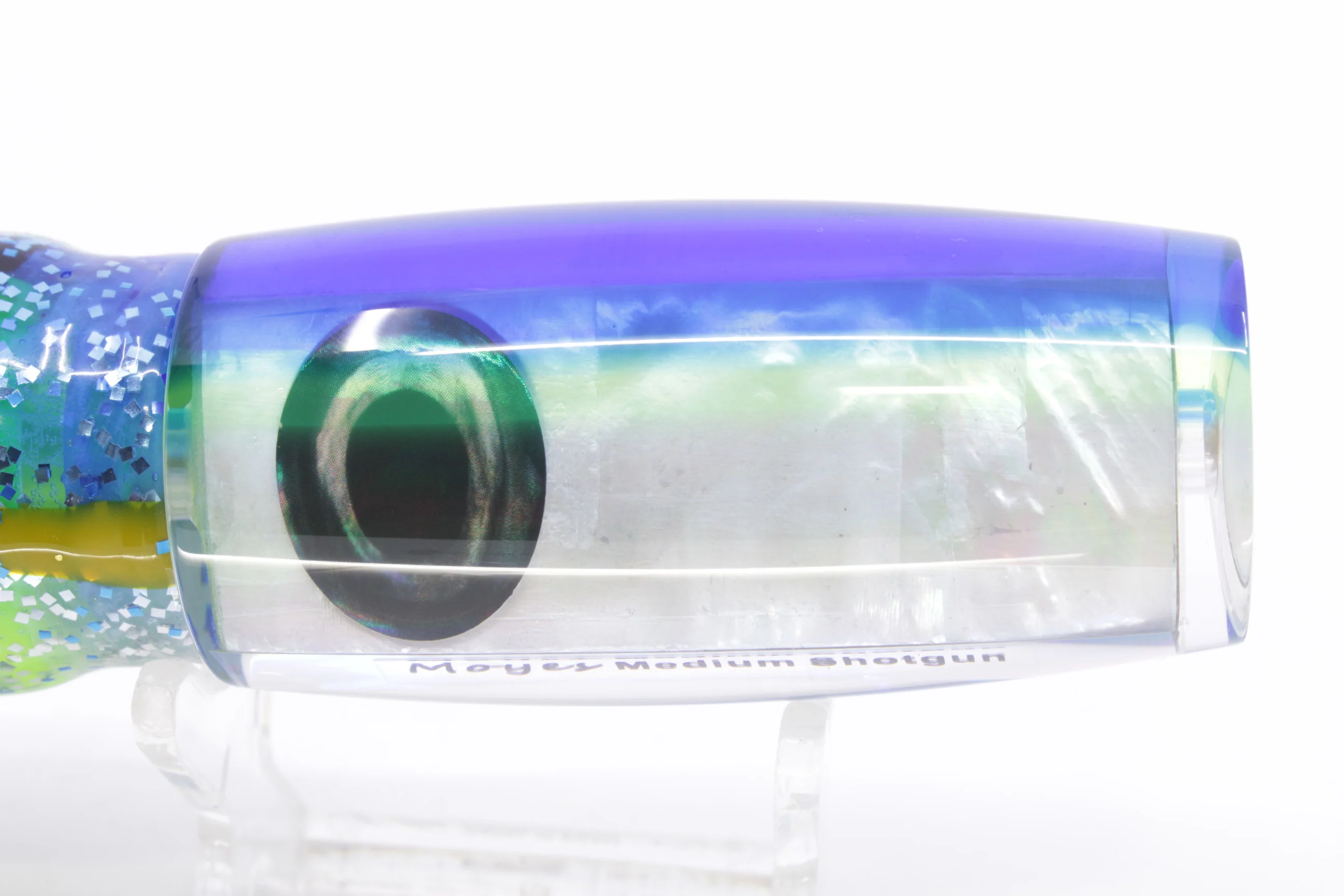 Moyes Lures White MOP Blue-Yellow Back Medium Shotgun 10" 6.2oz Skirted Blue-Silver - Image 4