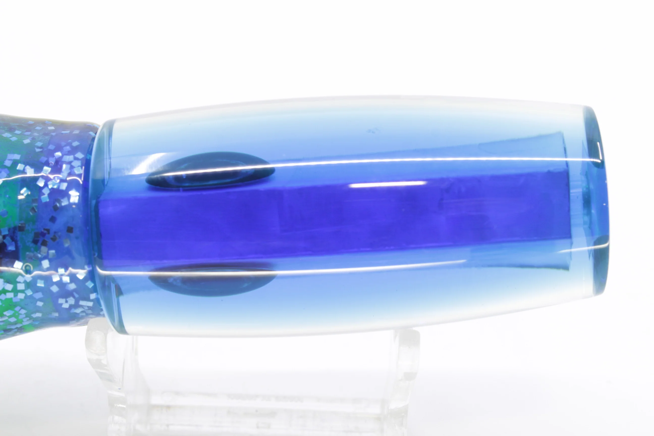 Moyes Lures White MOP Blue-Yellow Back Medium Shotgun 10" 6.2oz Skirted Blue-Silver - Image 5