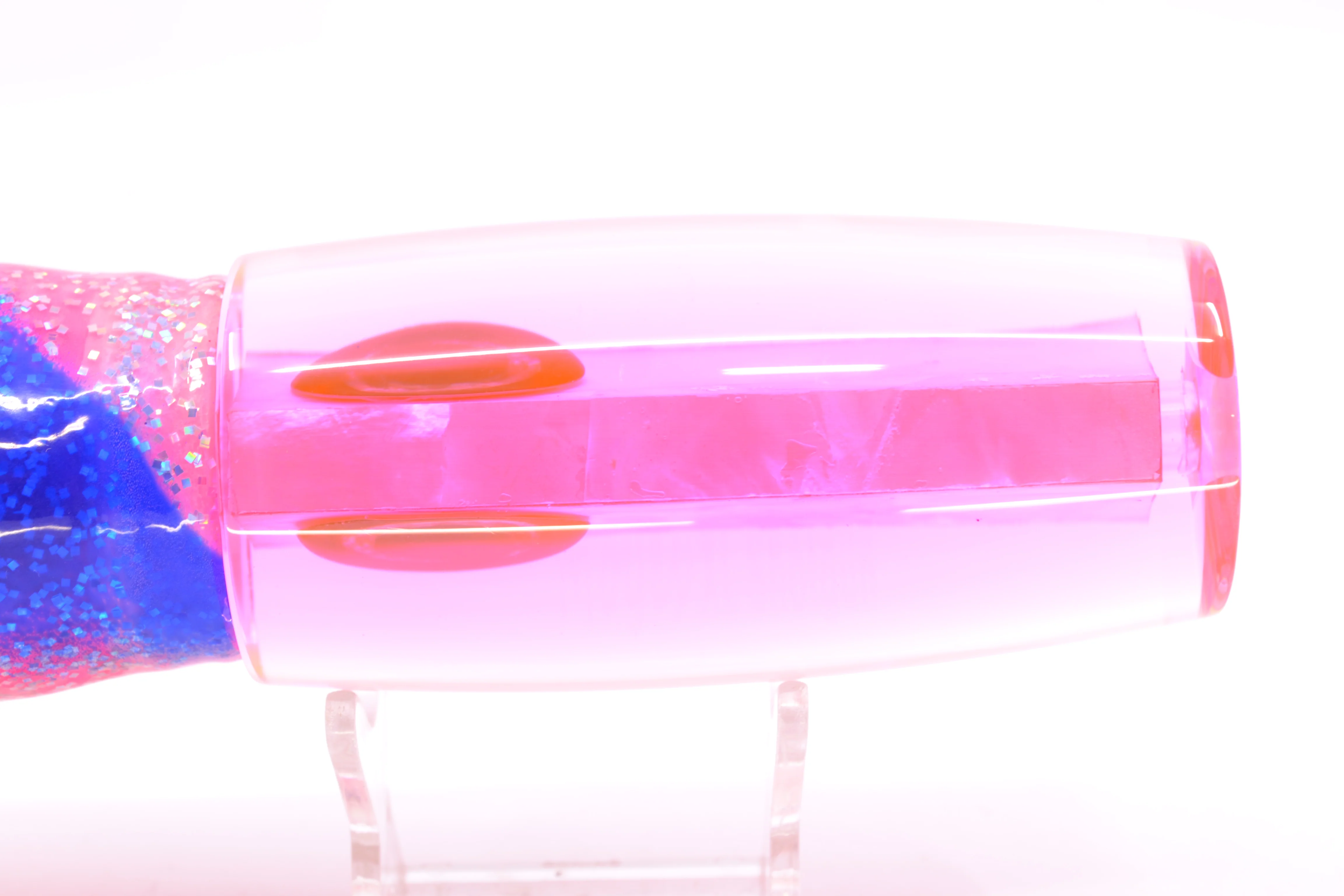 Moyes Lures White MOP Pink Back XL Shotgun 14" 12oz Skirted Holo-Blue Bars/Pink-White - Image 5