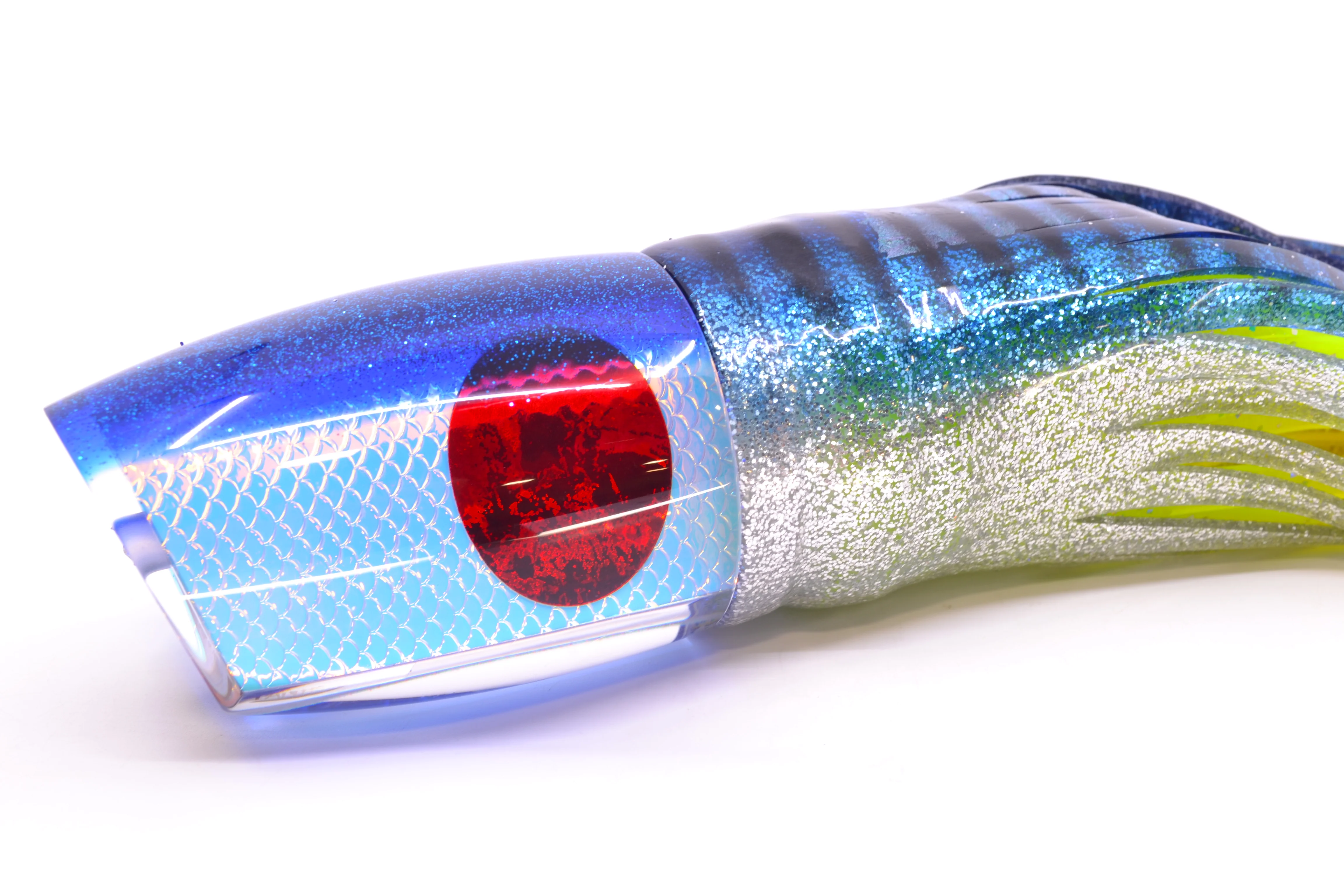 TANTRUM Lures Ice Rainbow Scale Blue Back XL Bandit 14" 13oz Skirted Blue Aurora - Image 3